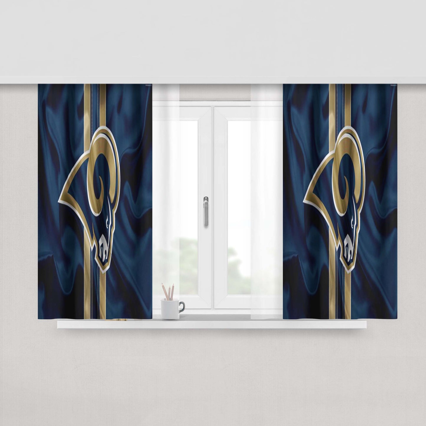 Los Angeles Rams Logo Emblem Peach Skin Window Curtains