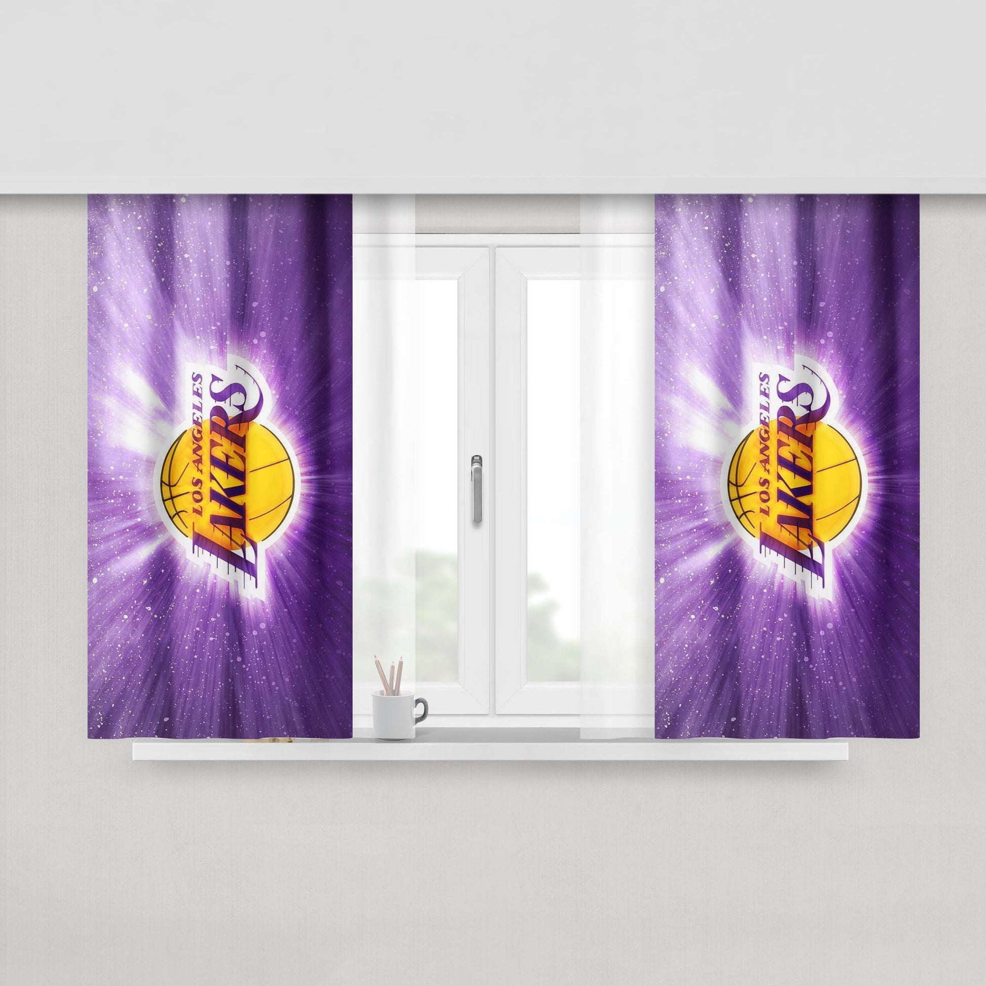 Los Angles Lakers Purple Color Galaxy Peach Skin Window Curtains