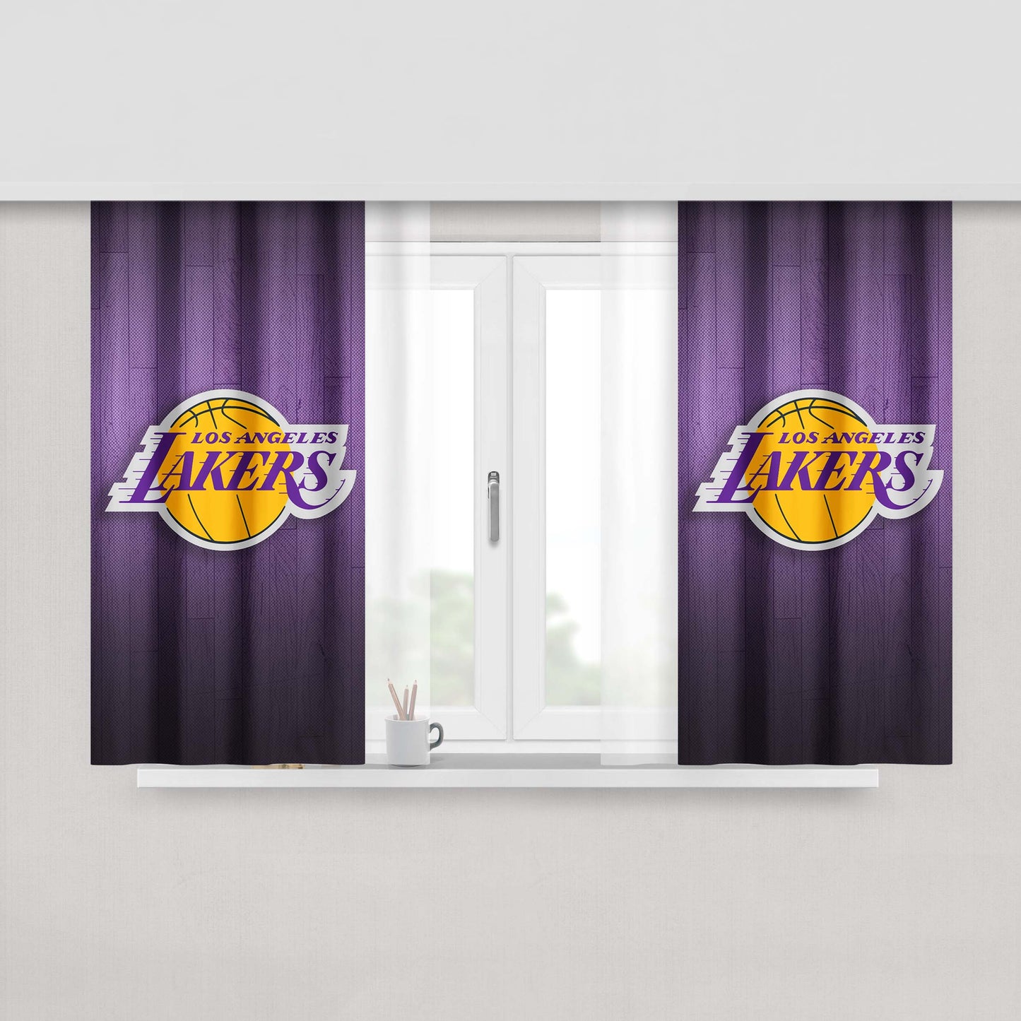 Lost Angles Lakers Nba Peach Skin Window Curtains