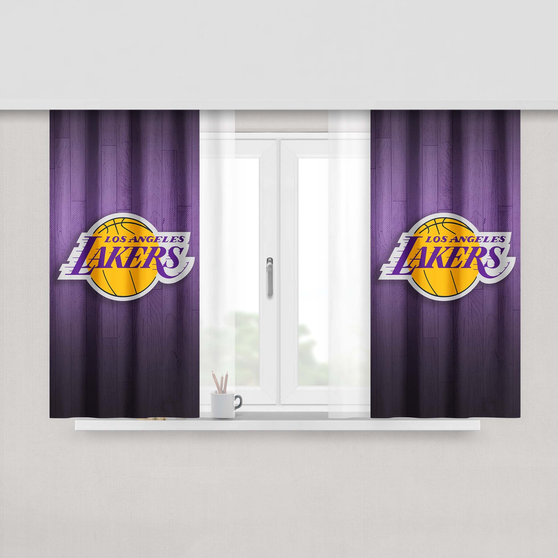 Lost Angles Lakers Nba Peach Skin Window Curtains