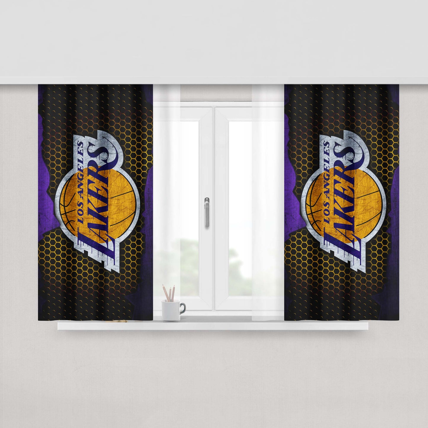 Lost Angles Lakers Peach Skin Window Curtains