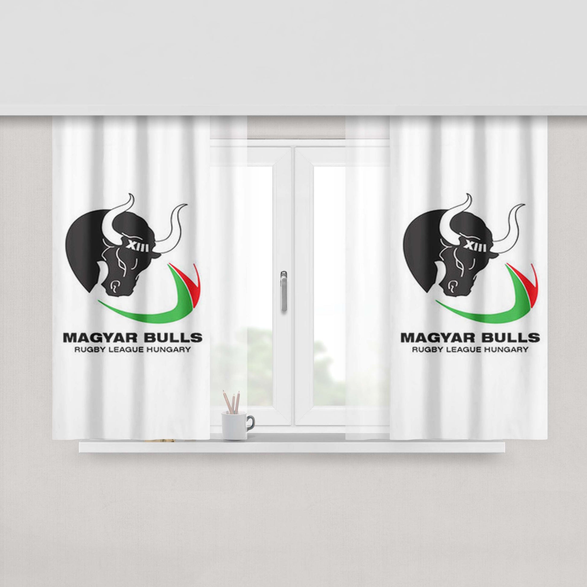 Magyar Bulls Rugby League Hungary Logo Peach Skin Window Curtains