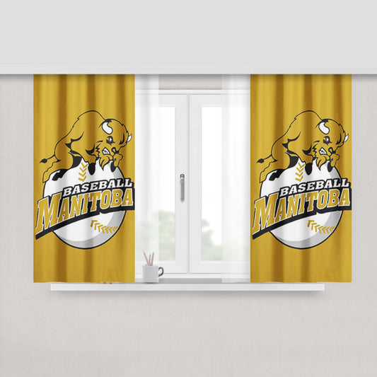 Manitoba Baseball Logo Gold Peach Skin Window Curtains
