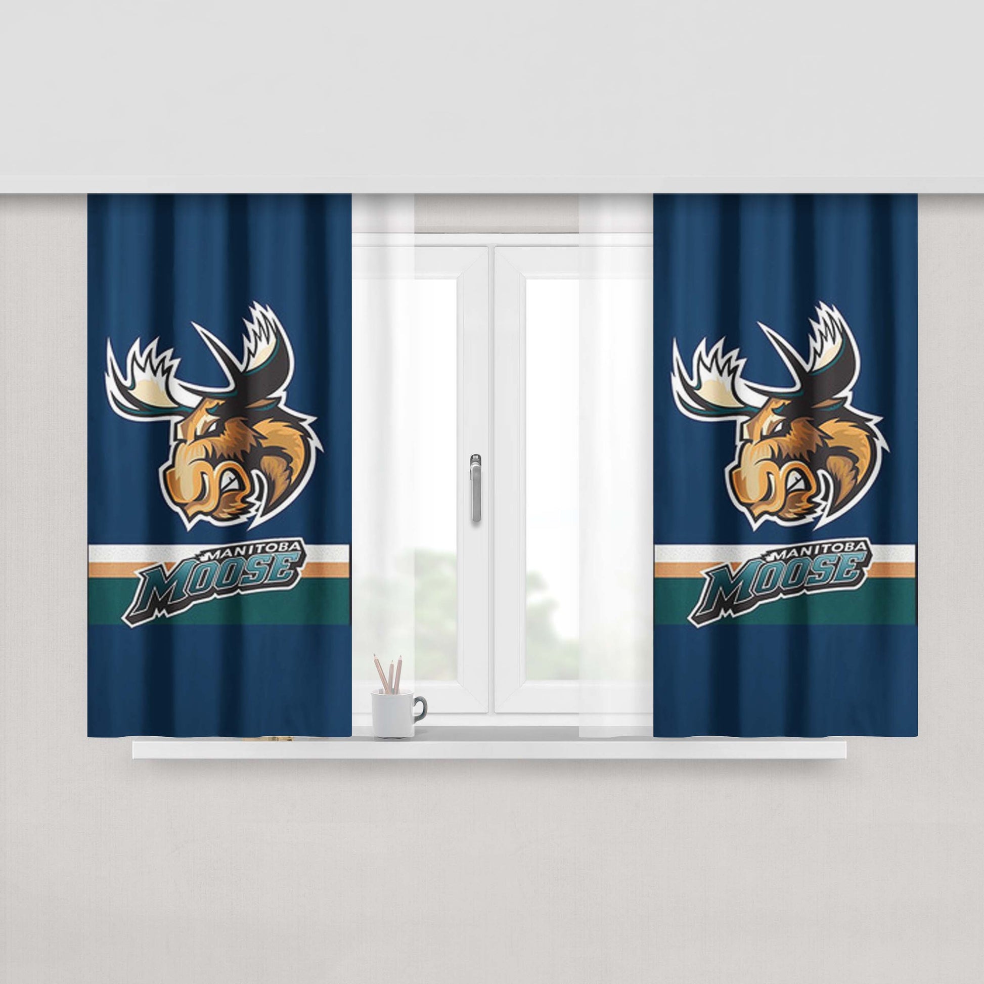 Manitoba Moose Hockey Peach Skin Window Curtains