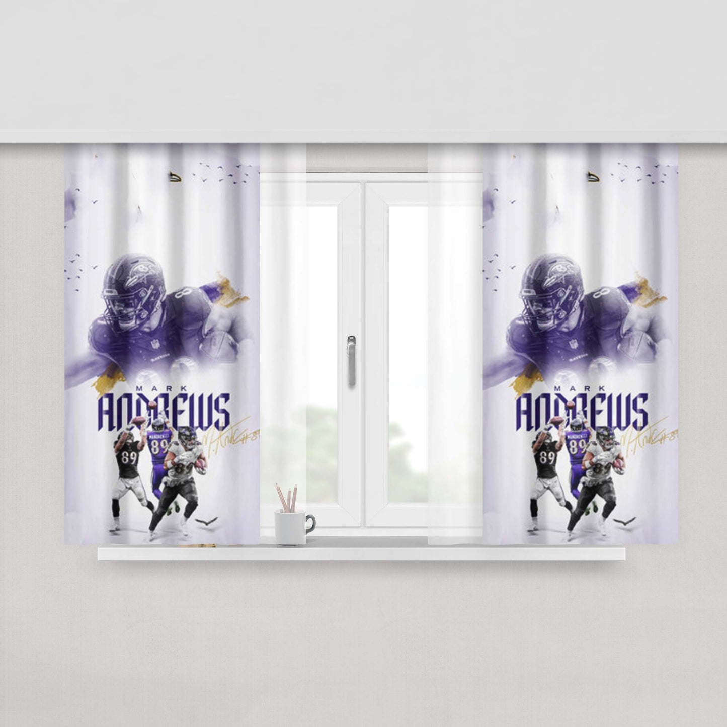 Mark Andrews Baltimore Ravens Peach Skin Window Curtains