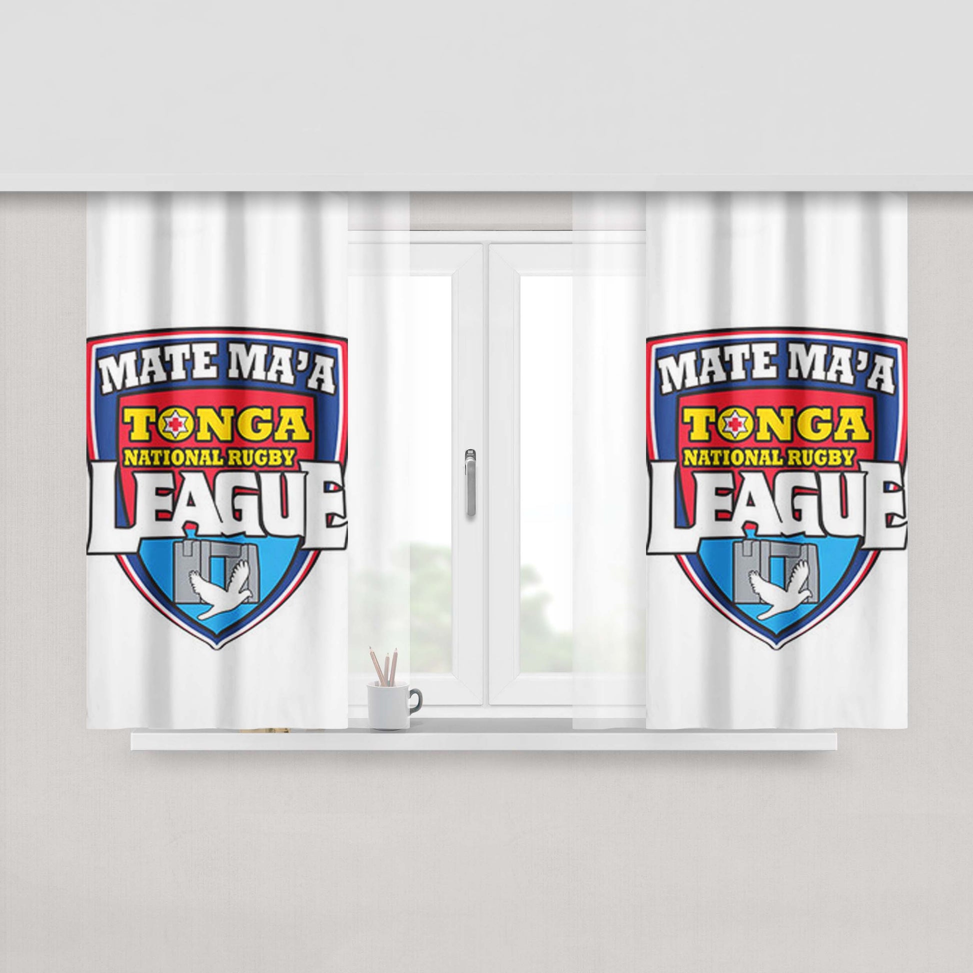 Mate Ma'A League Logo Peach Skin Window Curtains