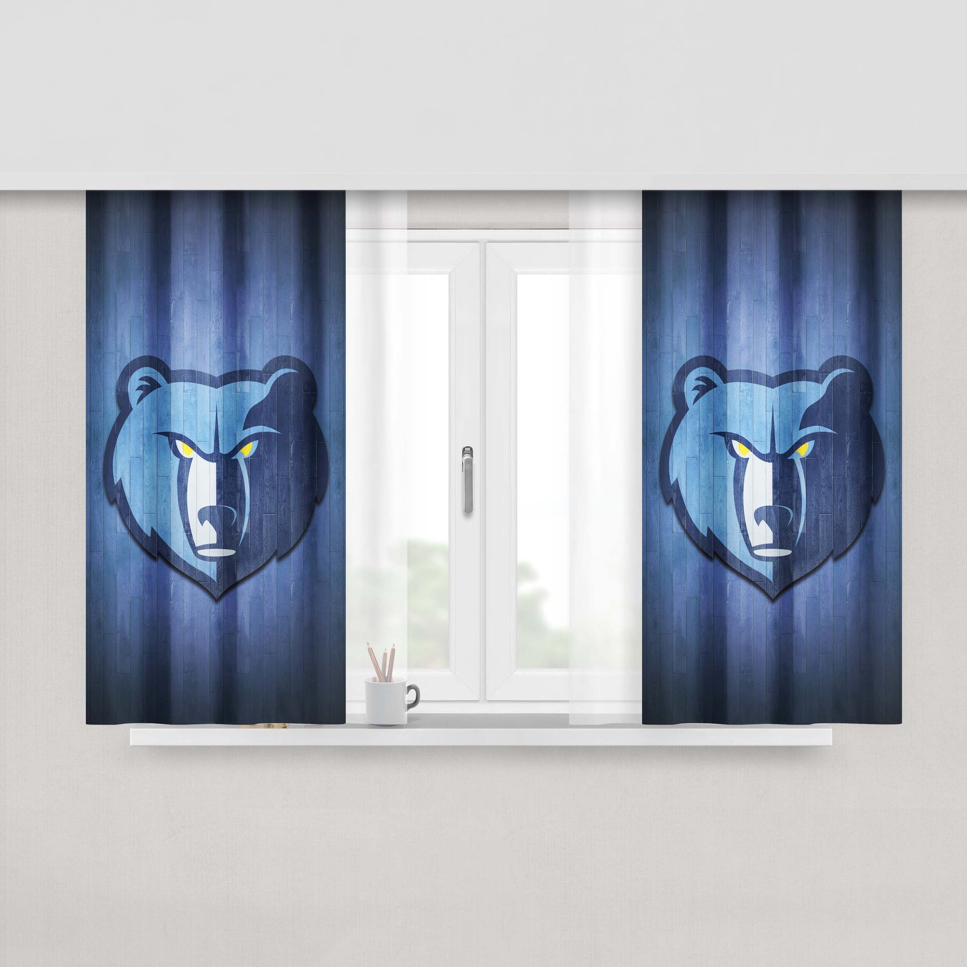 Memphis Grizzlies 2 Peach Skin Window Curtains