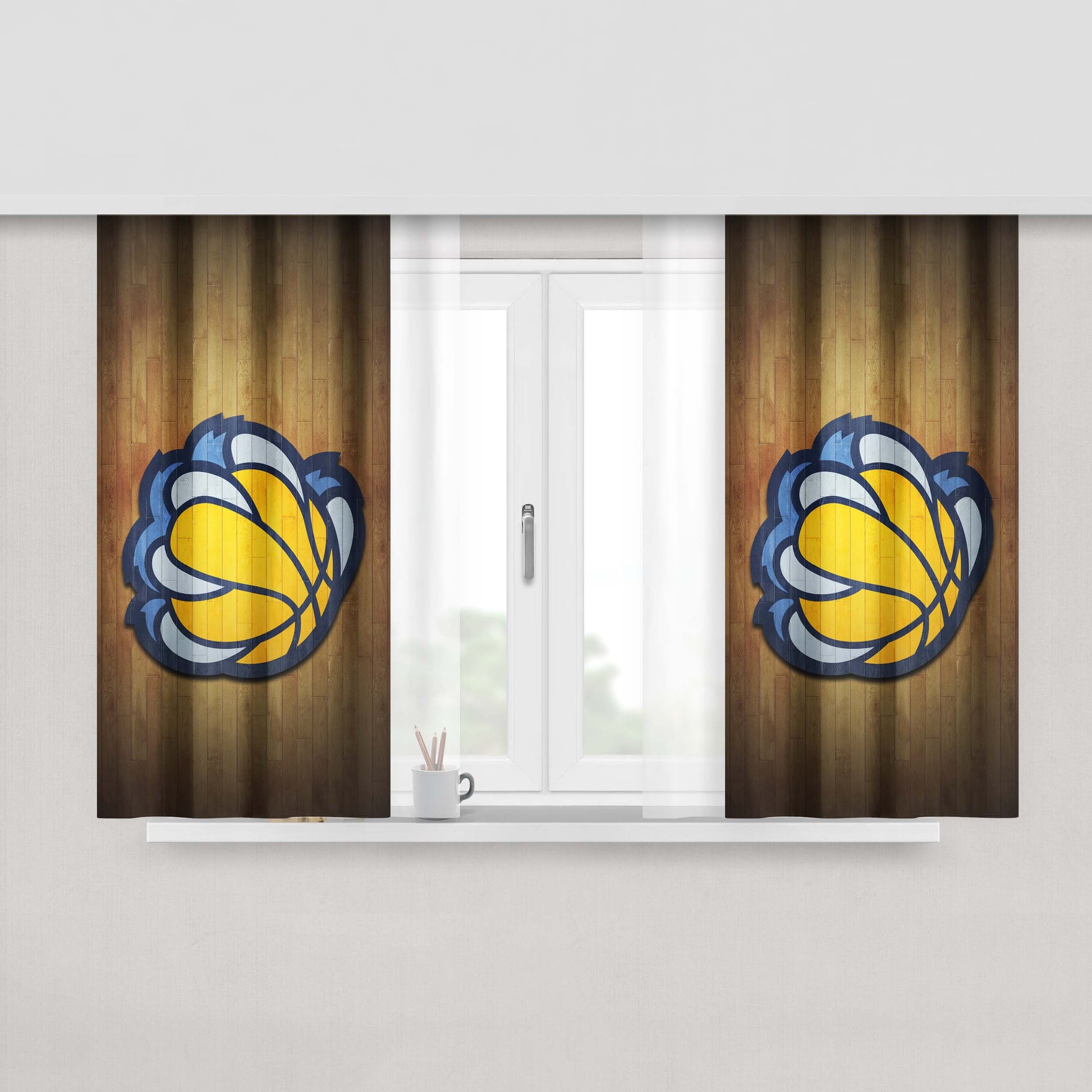 Memphis Grizzlies 3 Peach Skin Window Curtains