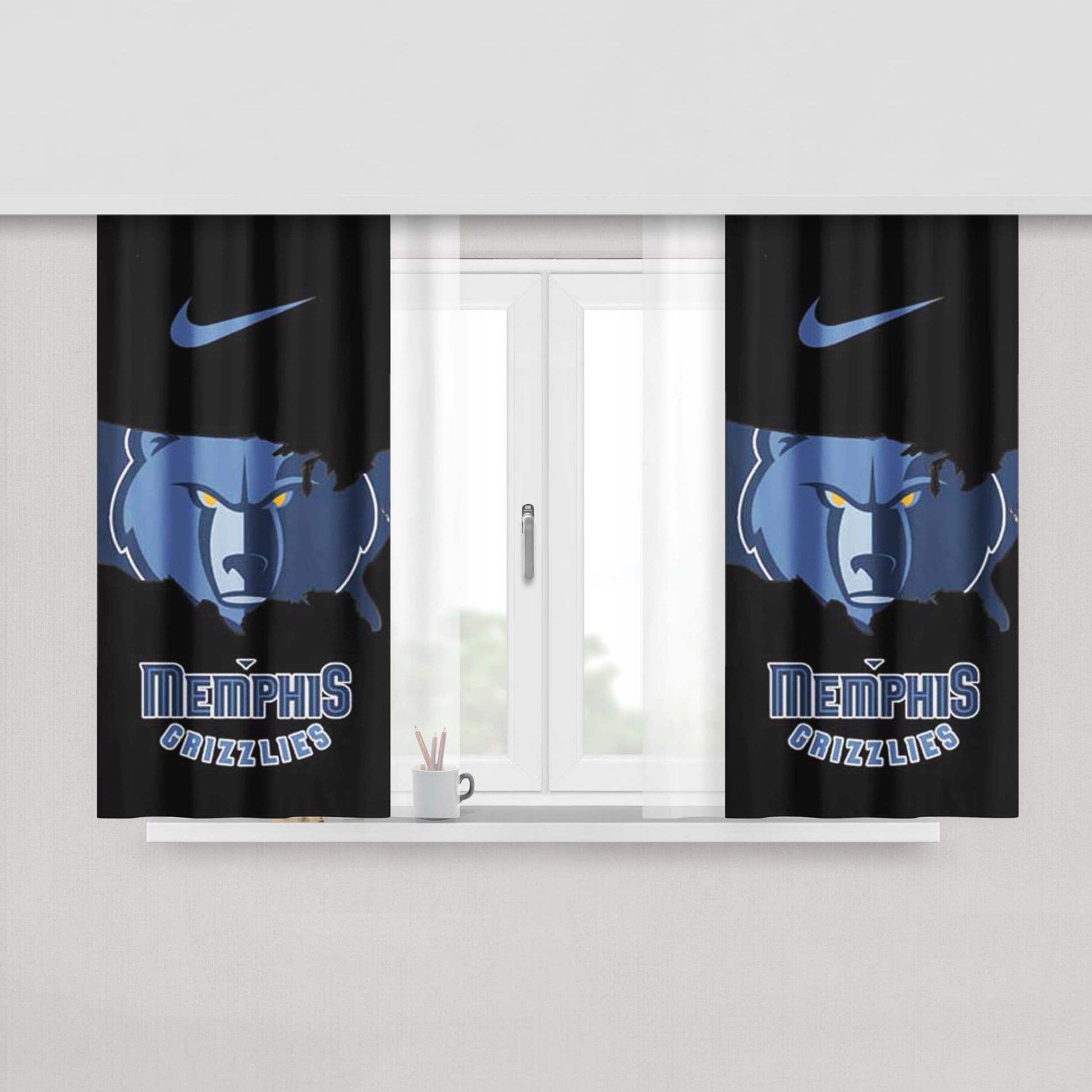 Memphis Grizzlies Logo Usa Cutout Peach Skin Window Curtains