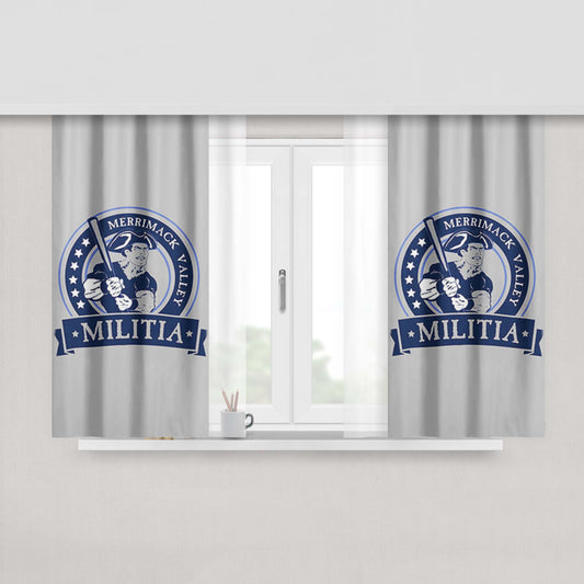 Merrimack Calley Militia Baseball Logo Gray Peach Skin Window Curtains