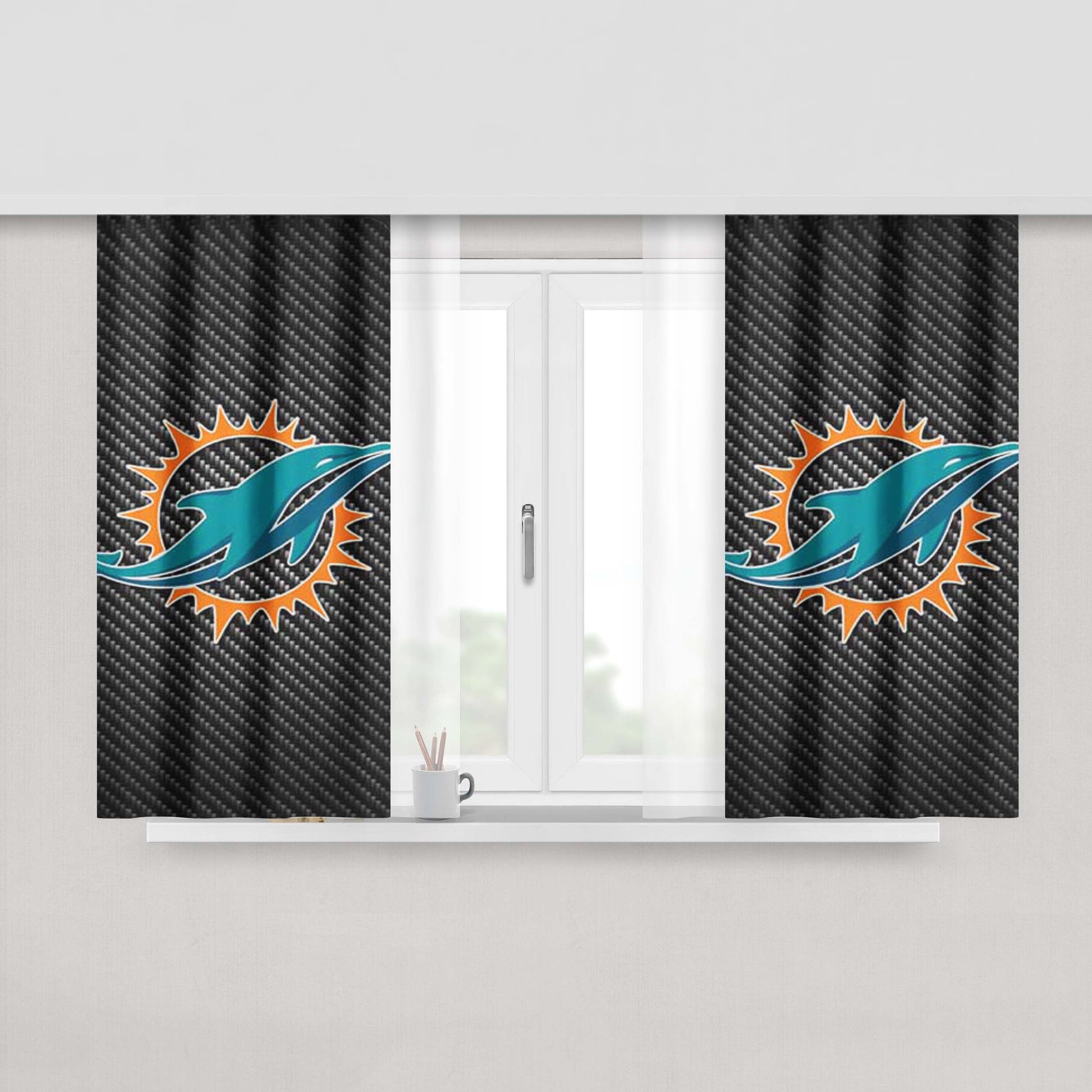 Miami Dolphins Carbon Fiber Peach Skin Window Curtains