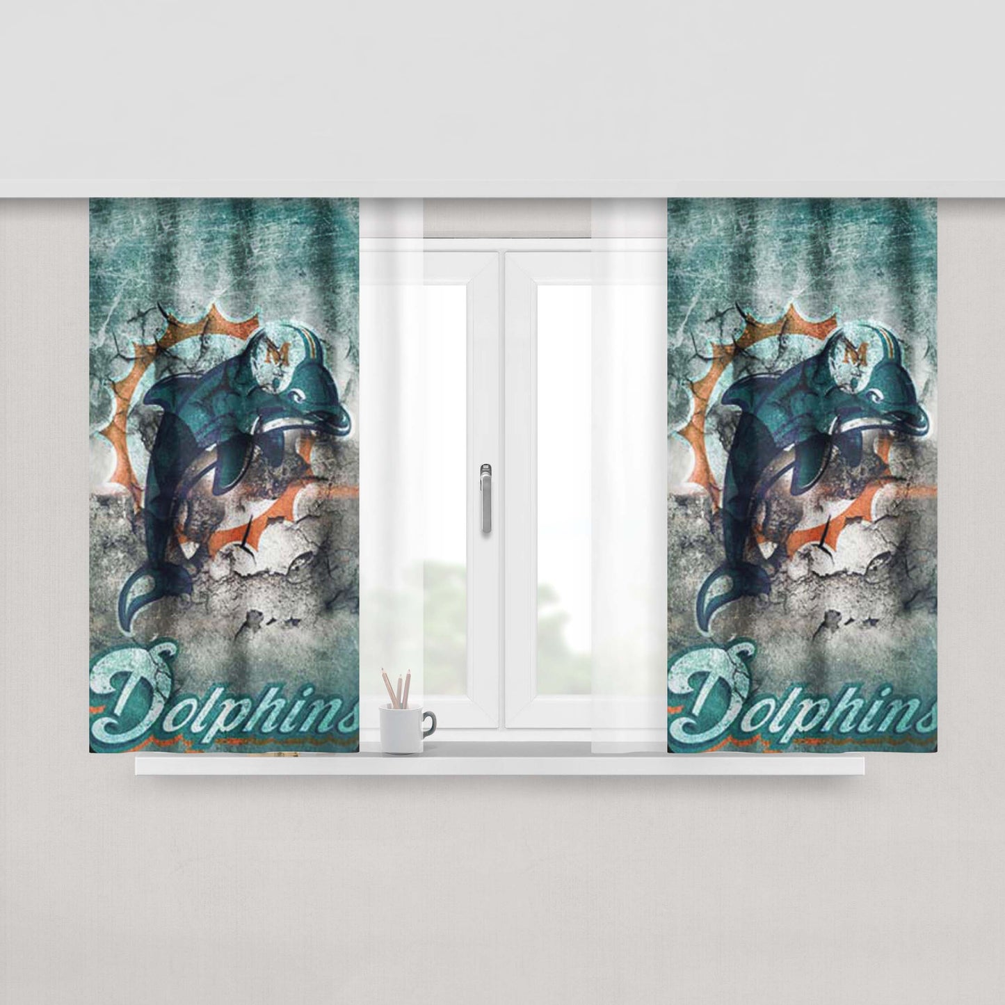Miami Dolphins Peeling Peach Skin Window Curtains