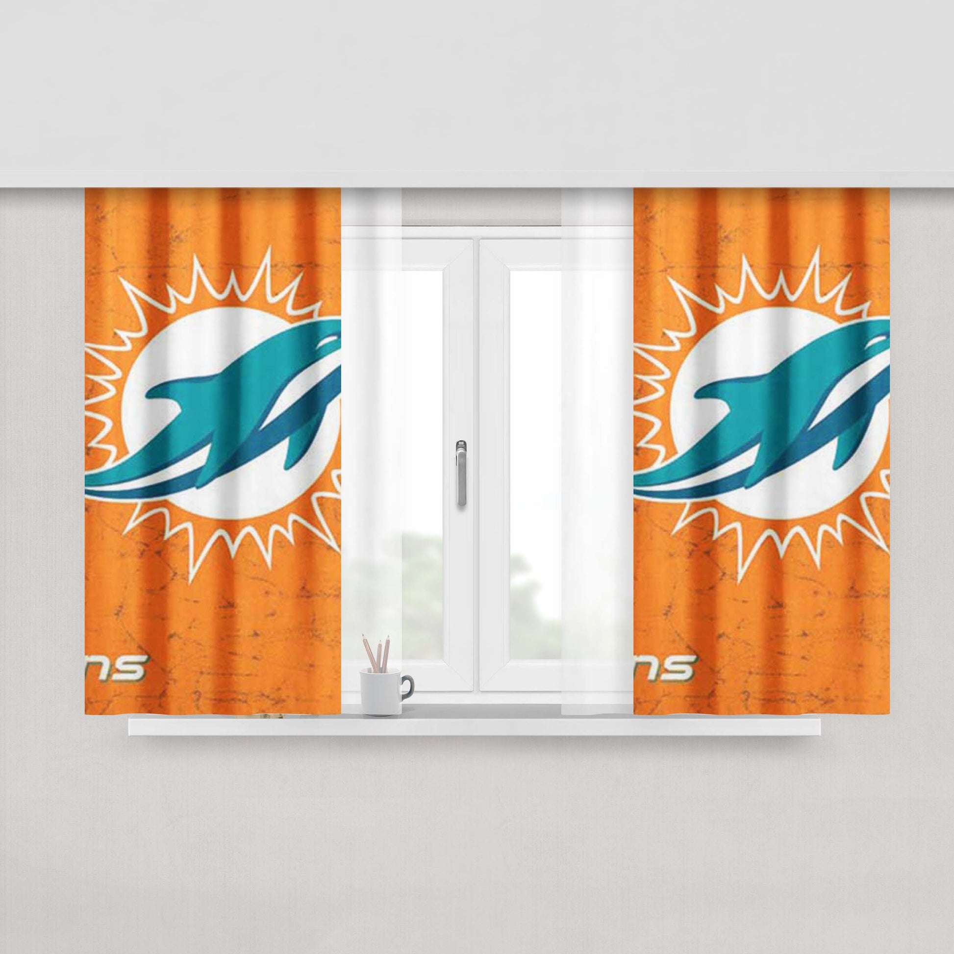 Miami Dolphins Rough Orange Peach Skin Window Curtains