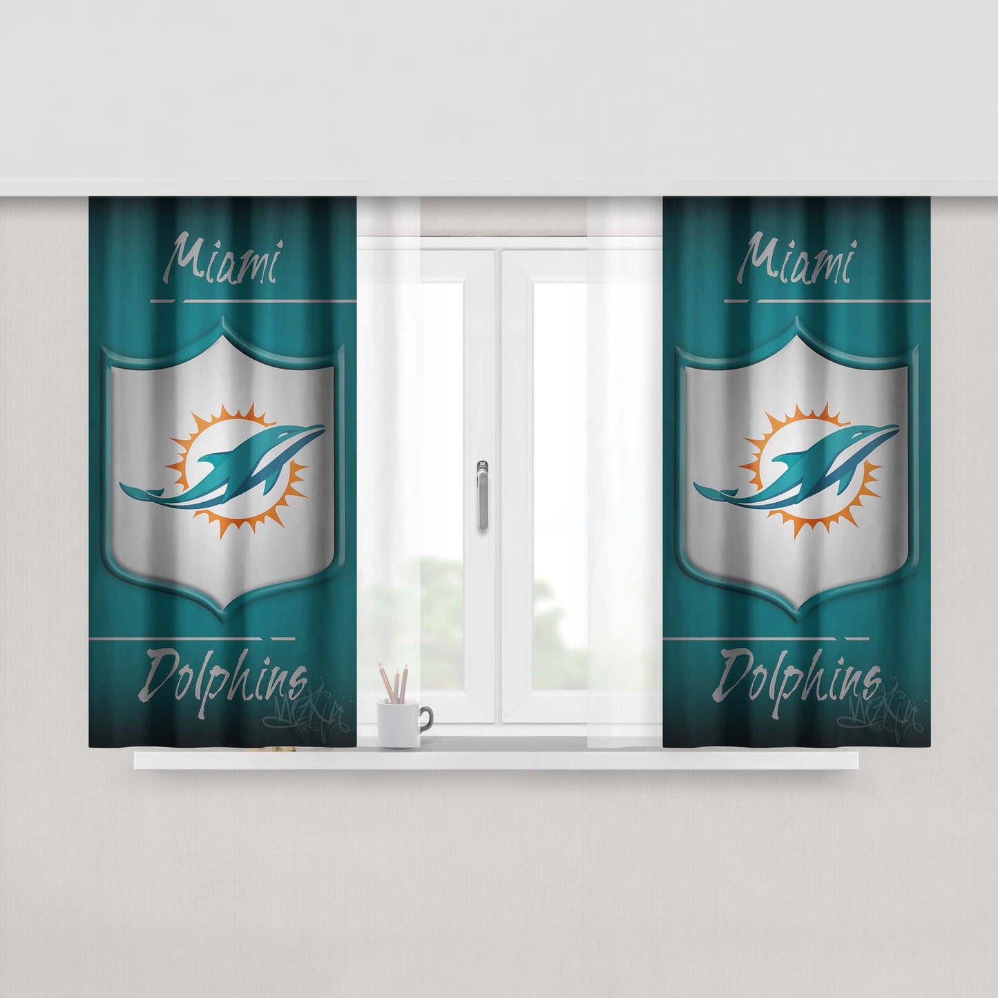 Miami Dolphins, Afc, Charles Harris Peach Skin Window Curtains