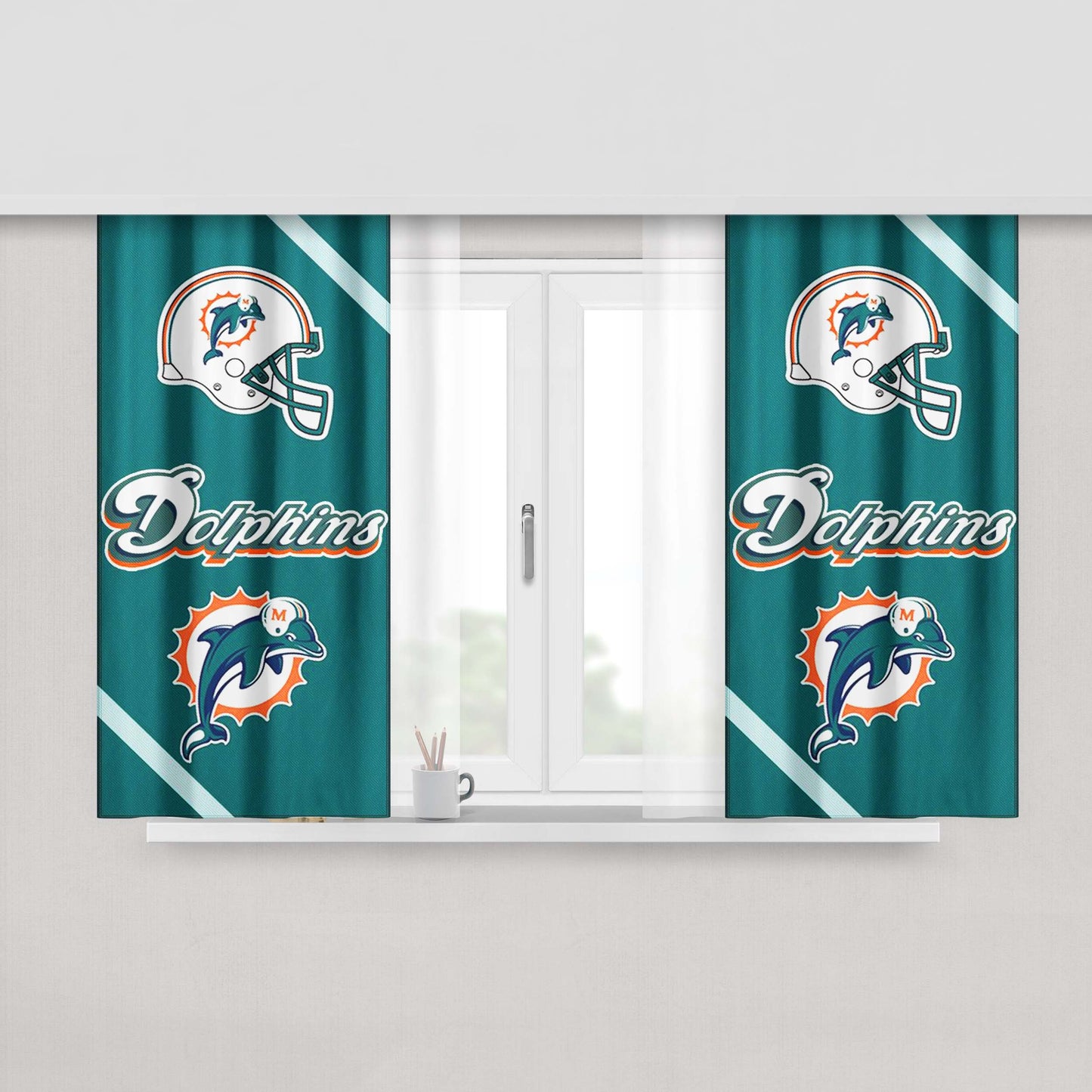 Miami Dolphins Peach Skin Window Curtains