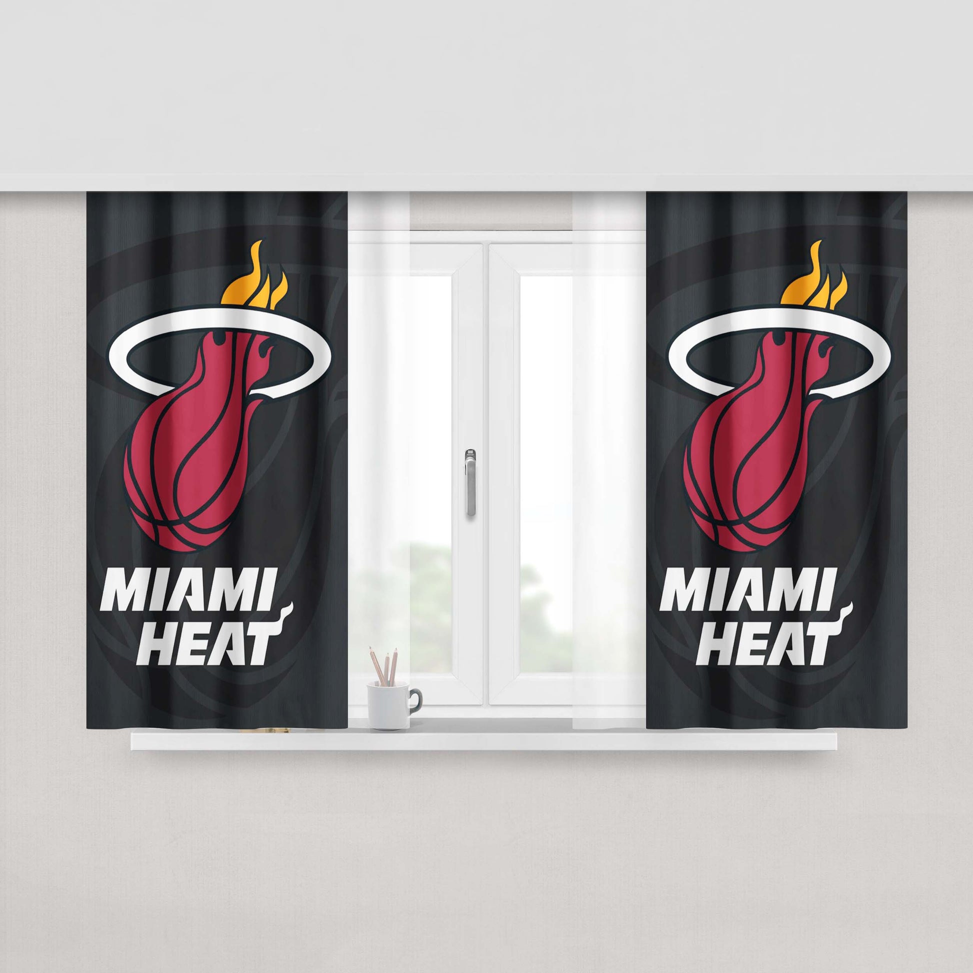 Miami Heat Basket Peach Skin Window Curtains