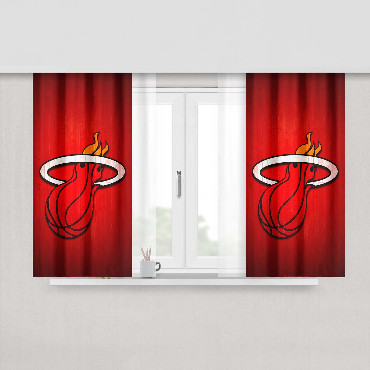 Miami Heat Hardwood 2 Peach Skin Window Curtains