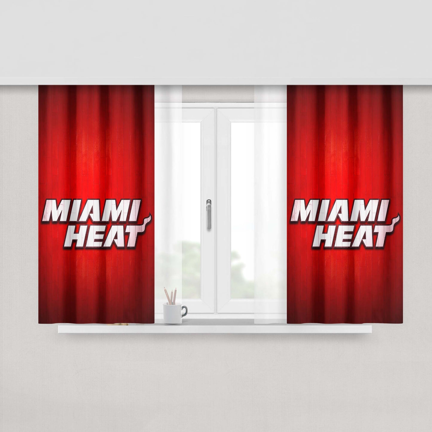 Miami Heat Hardwood Peach Skin Window Curtains