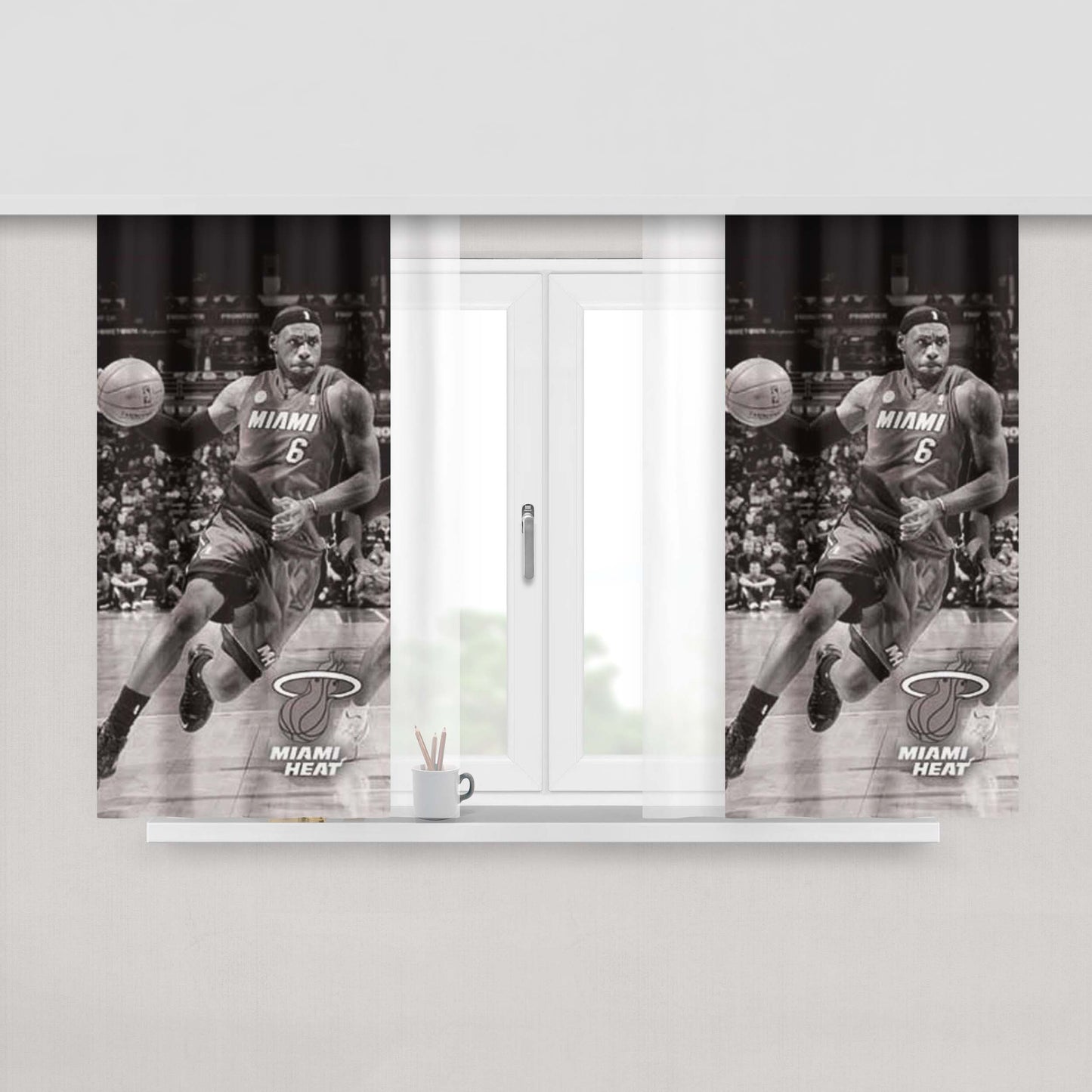 Miami Heat Lebron Running Grey Peach Skin Window Curtains