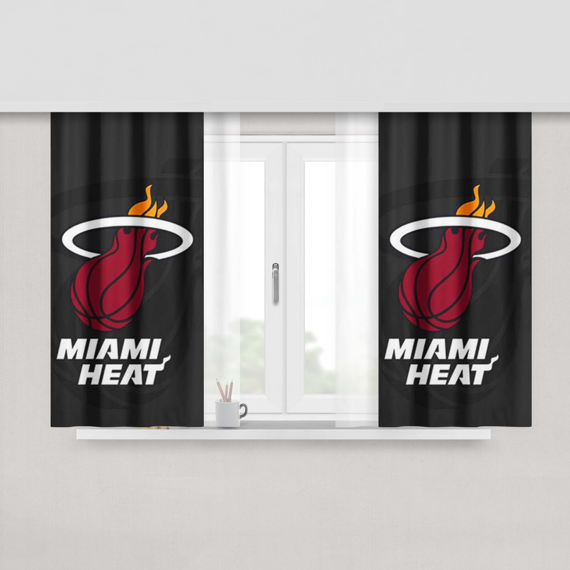 Miami Heat Logo Peach Skin Window Curtains