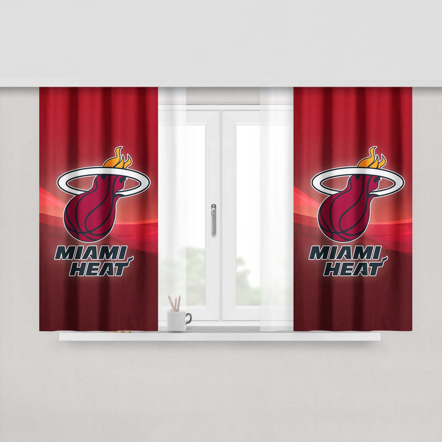 Miami Heat Nba Logo Wallpaper Peach Skin Window Curtains