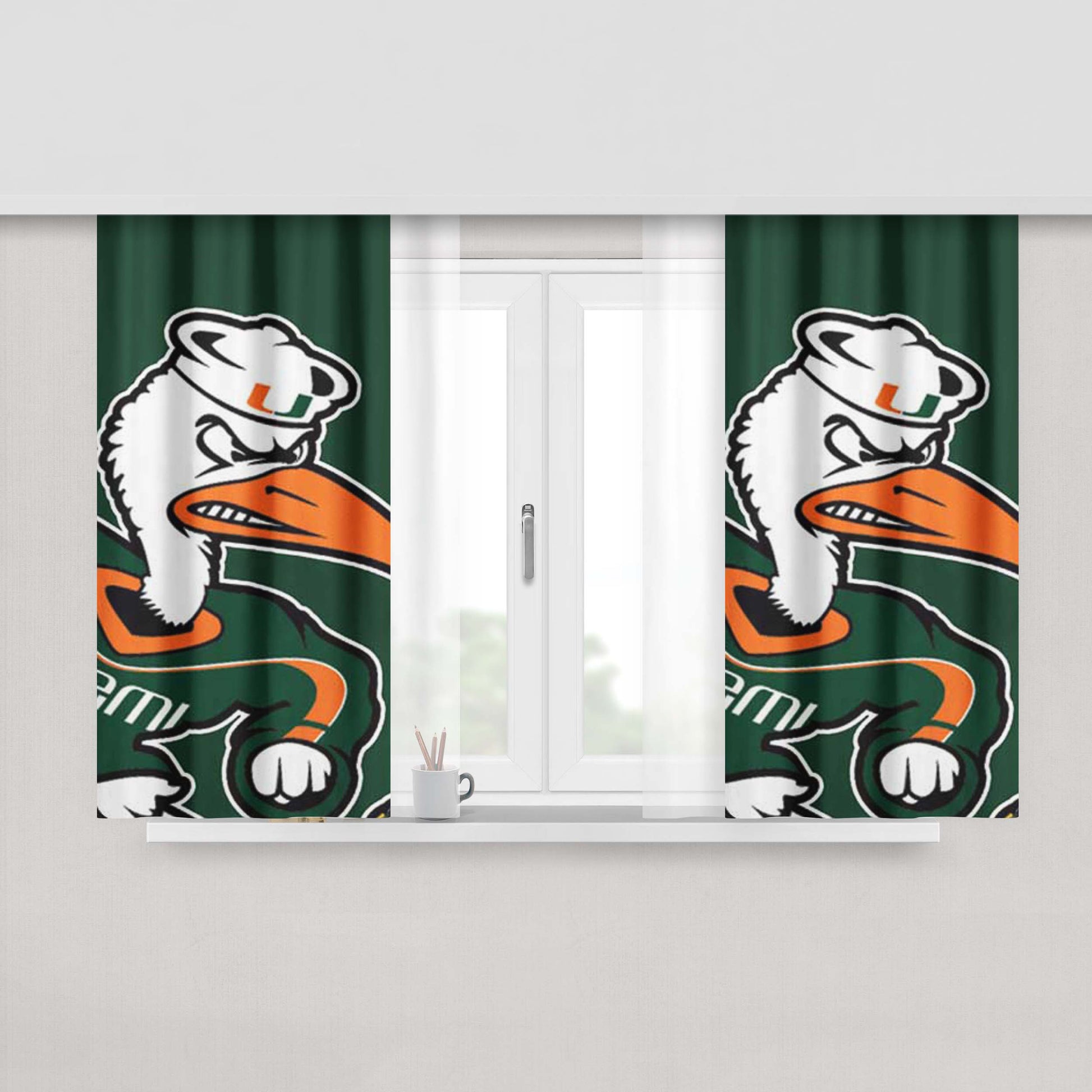 Miami Hurricanes Big Logo Peach Skin Window Curtains