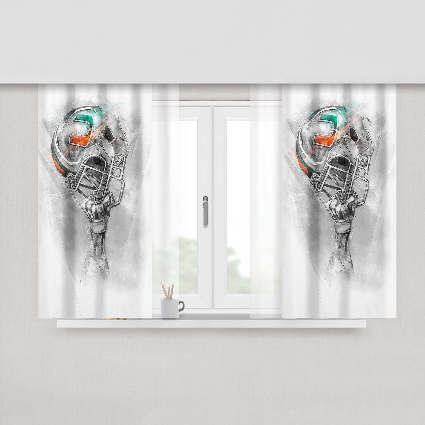 Miami Hurricanes Helmets Peach Skin Window Curtains