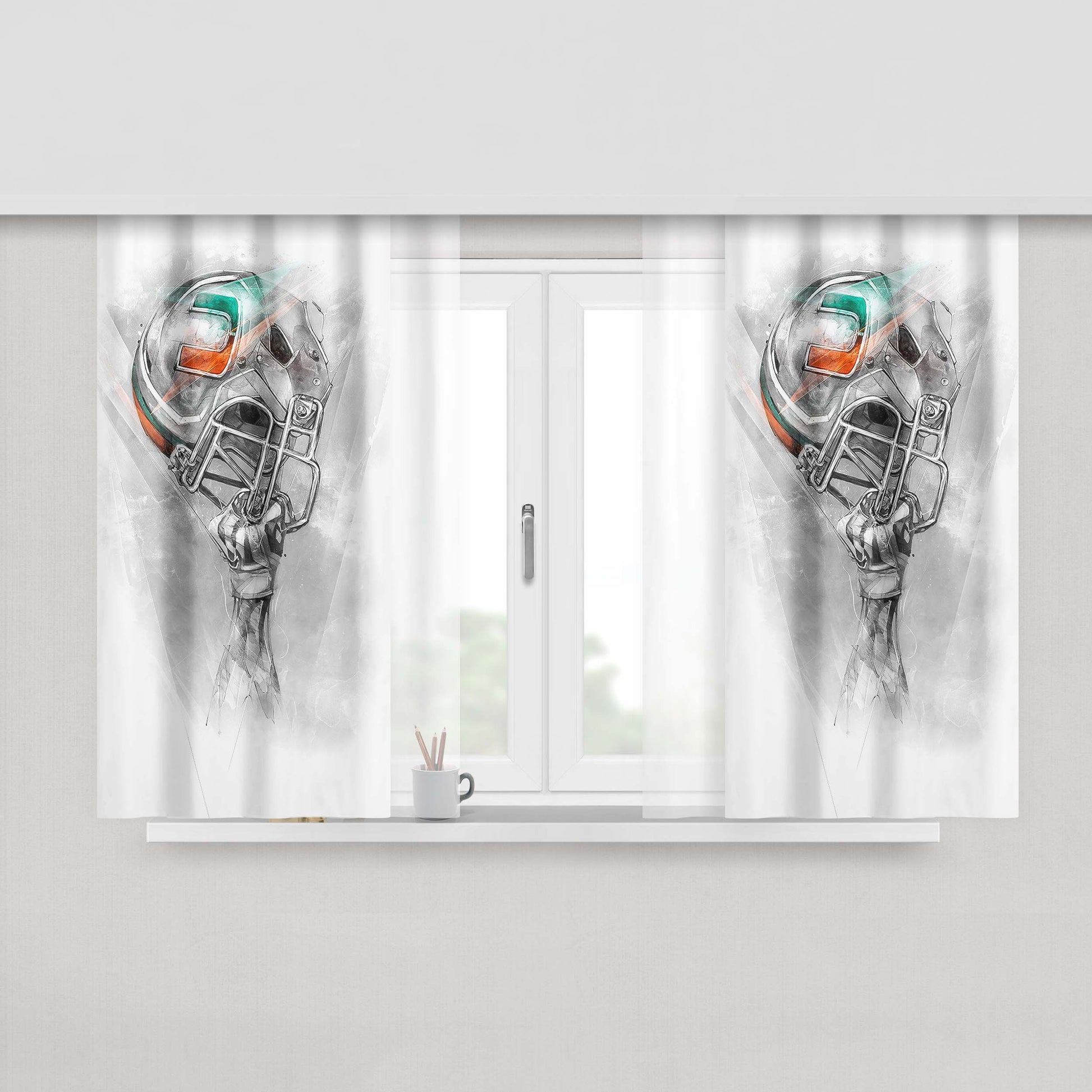 Miami Hurricanes Helmets Peach Skin Window Curtains
