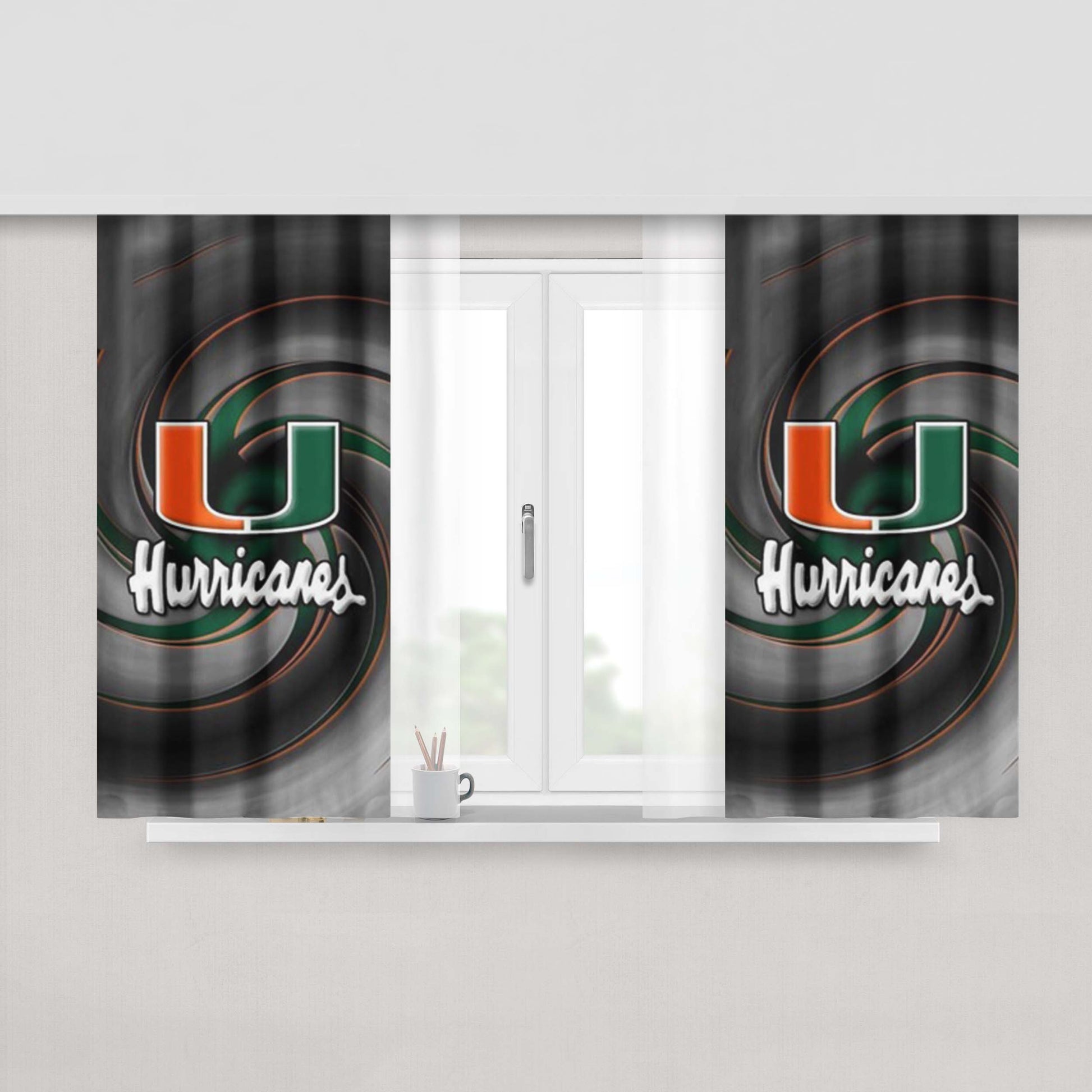 Miami Hurricanes Icon Peach Skin Window Curtains