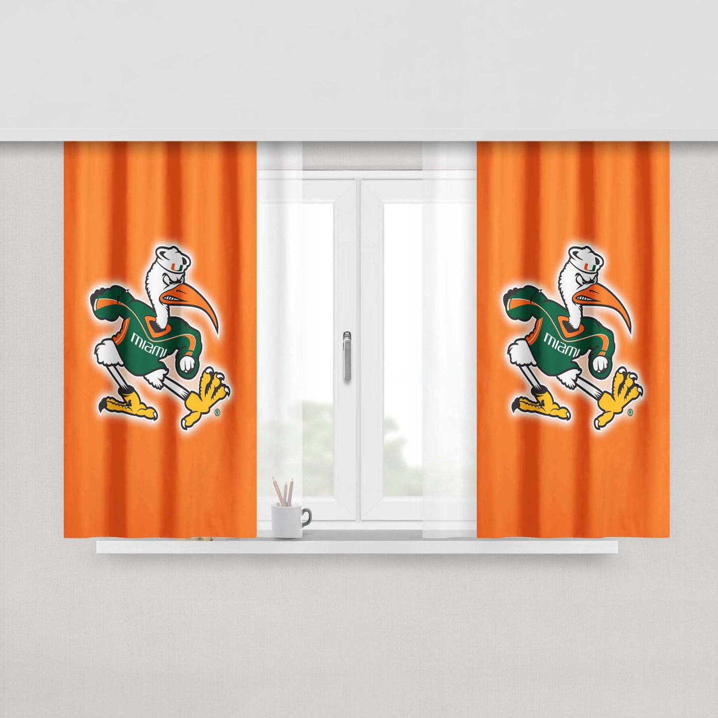 Miami Hurricanes Logo Peach Skin Window Curtains