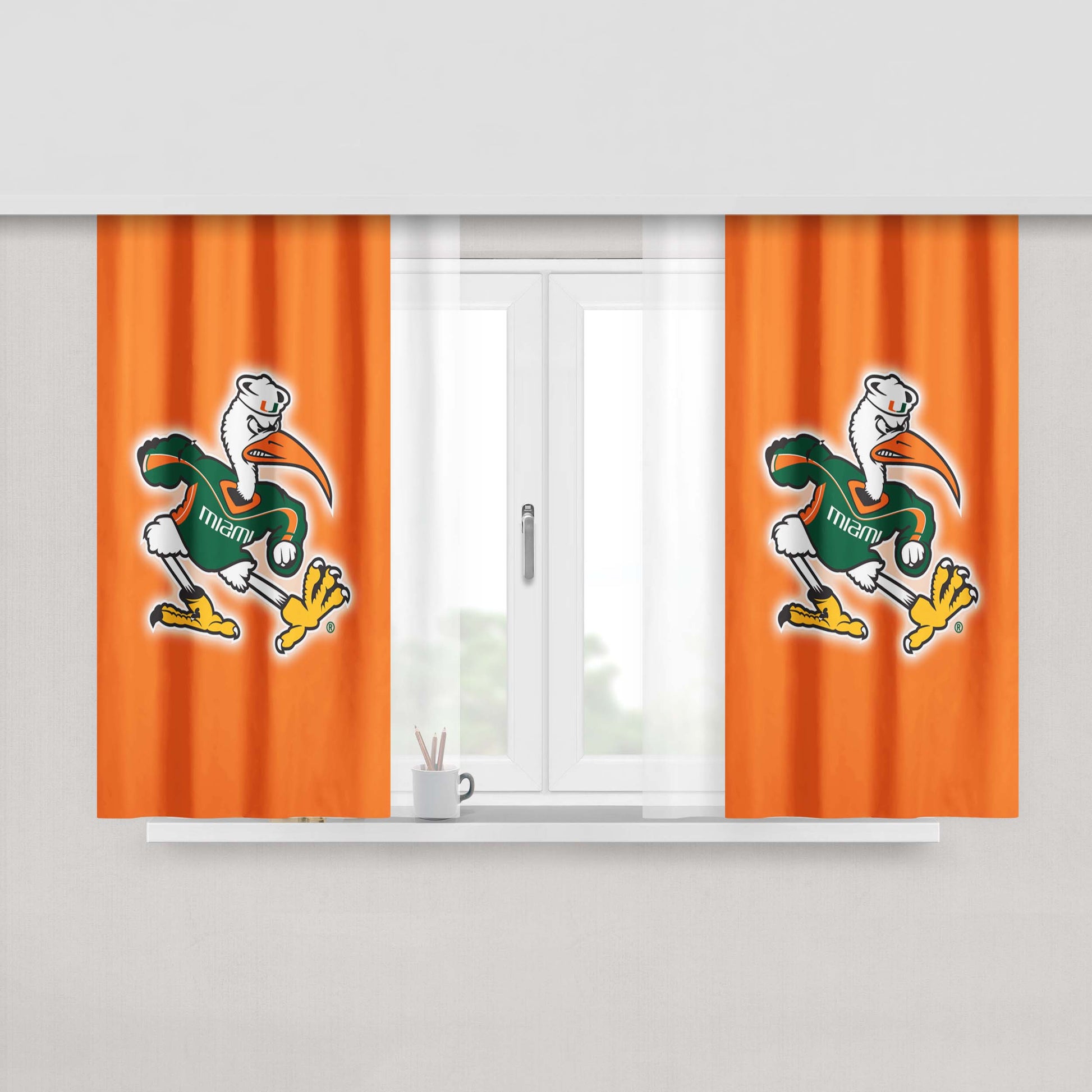 Miami Hurricanes Logo Peach Skin Window Curtains