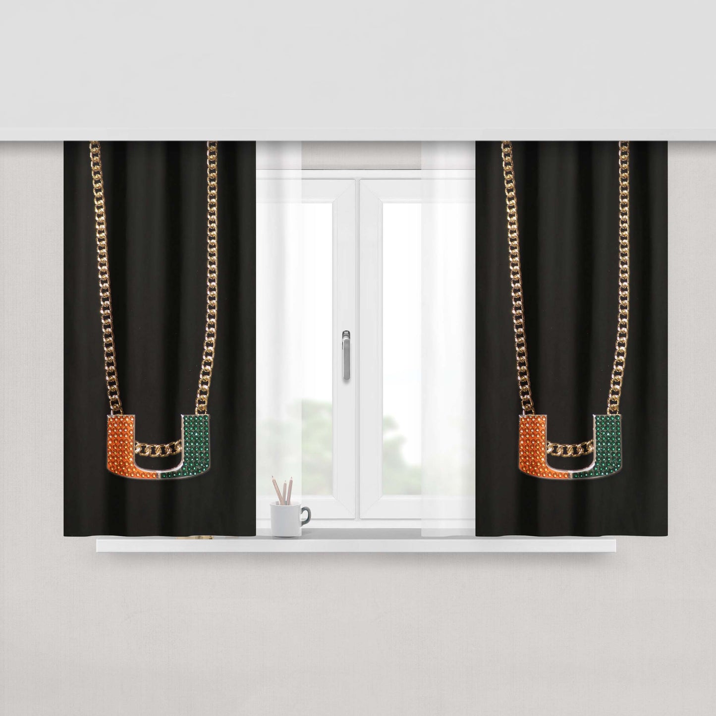 Miami Hurricanes Turnover Chain Peach Skin Window Curtains