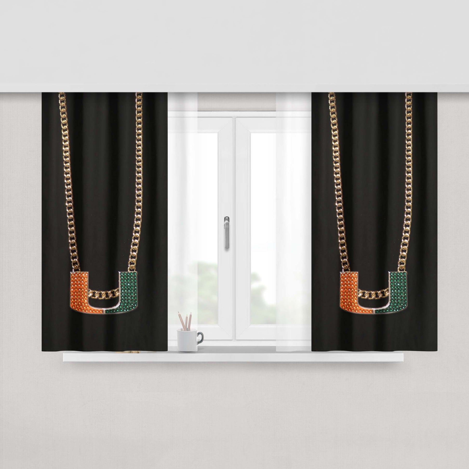 Miami Hurricanes Turnover Chain Peach Skin Window Curtains