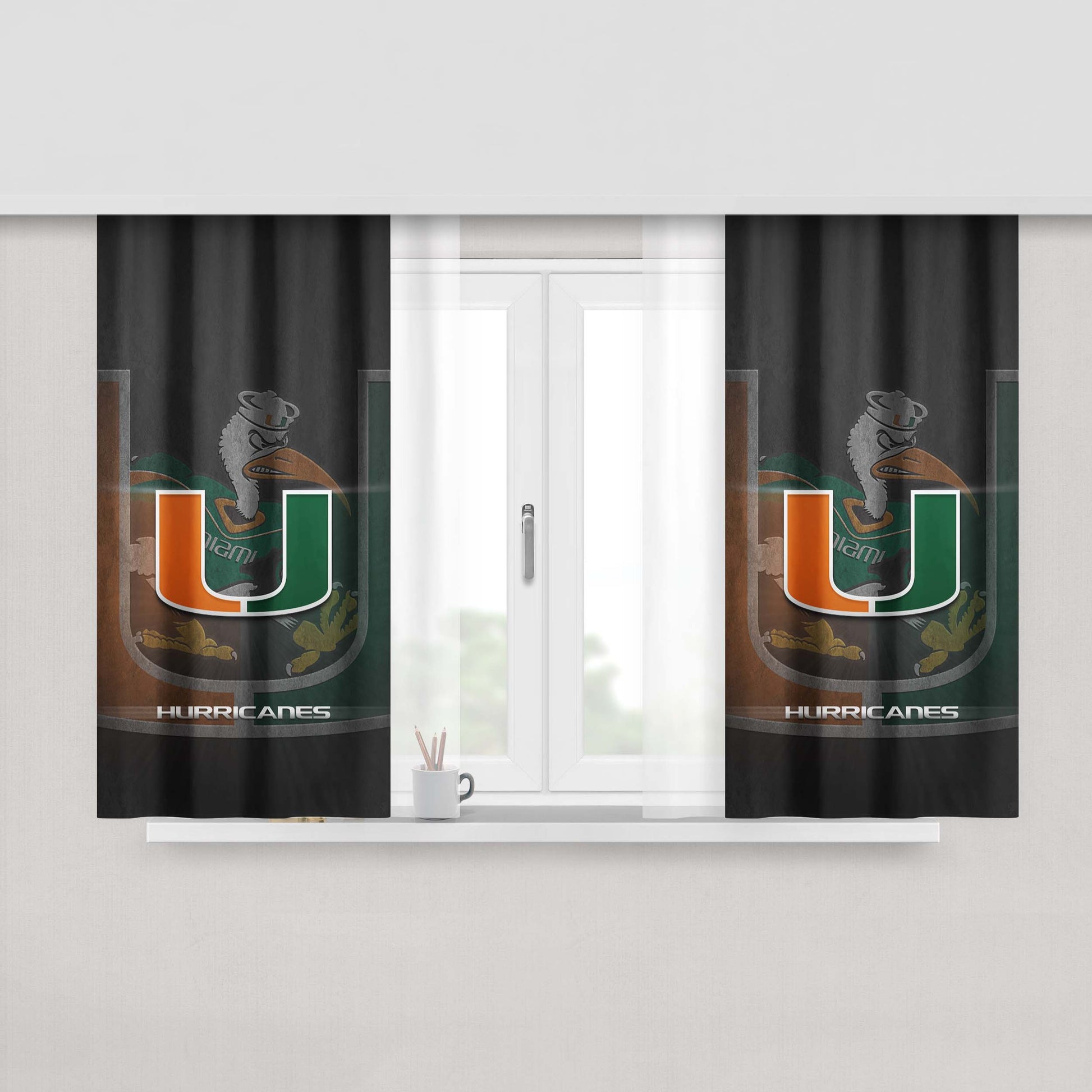 Miami Hurricanes Um 3 Peach Skin Window Curtains