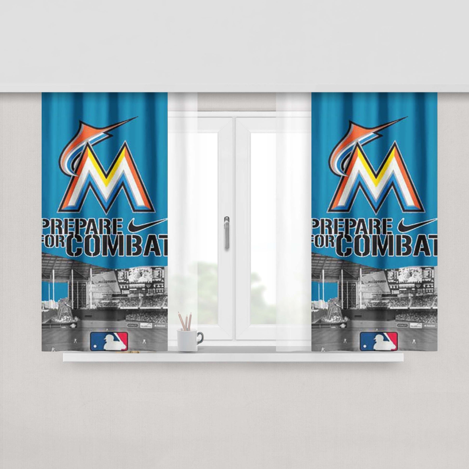 Miami Marlins Peach Skin Window Curtains