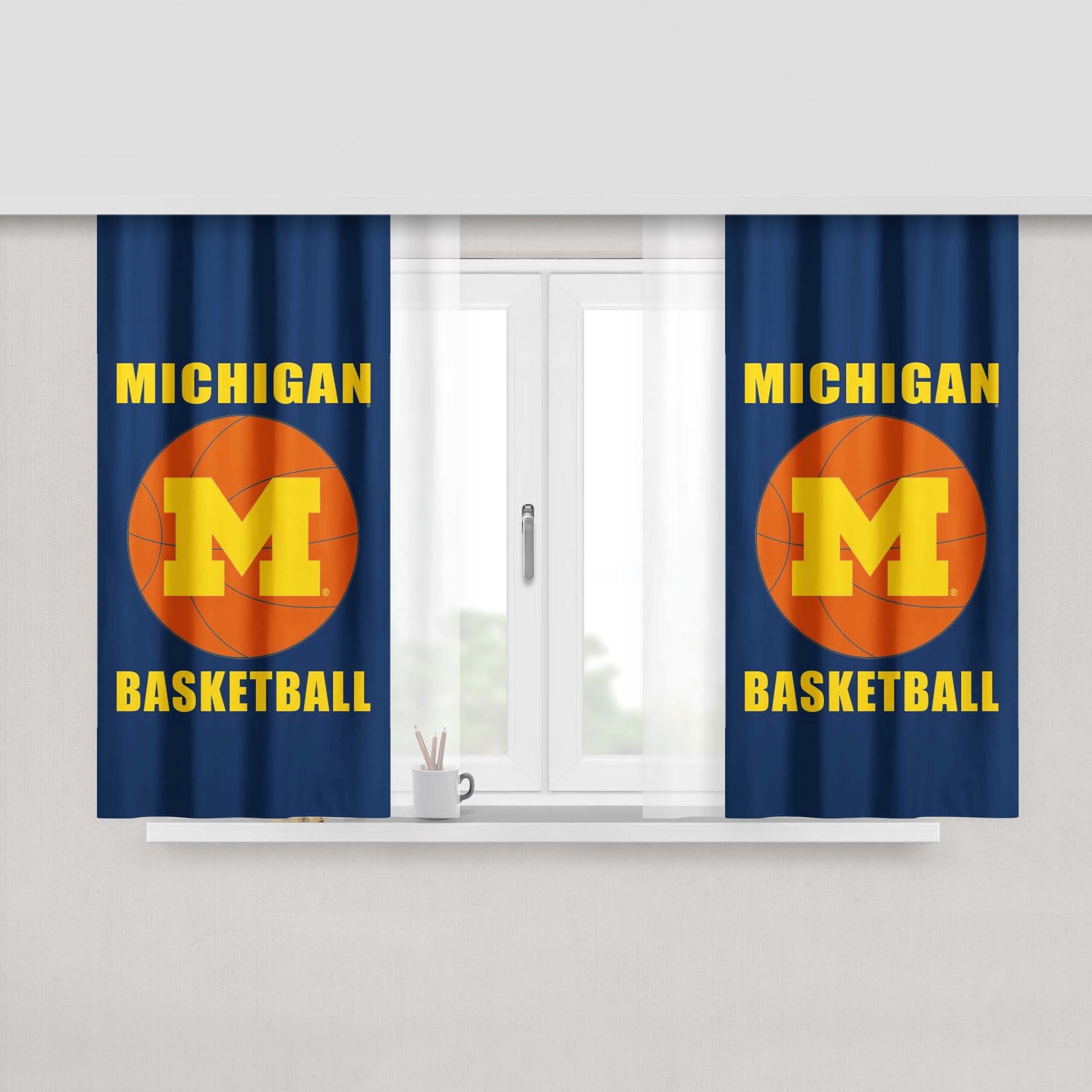 Michigan Basketball Peach Skin Window Curtains