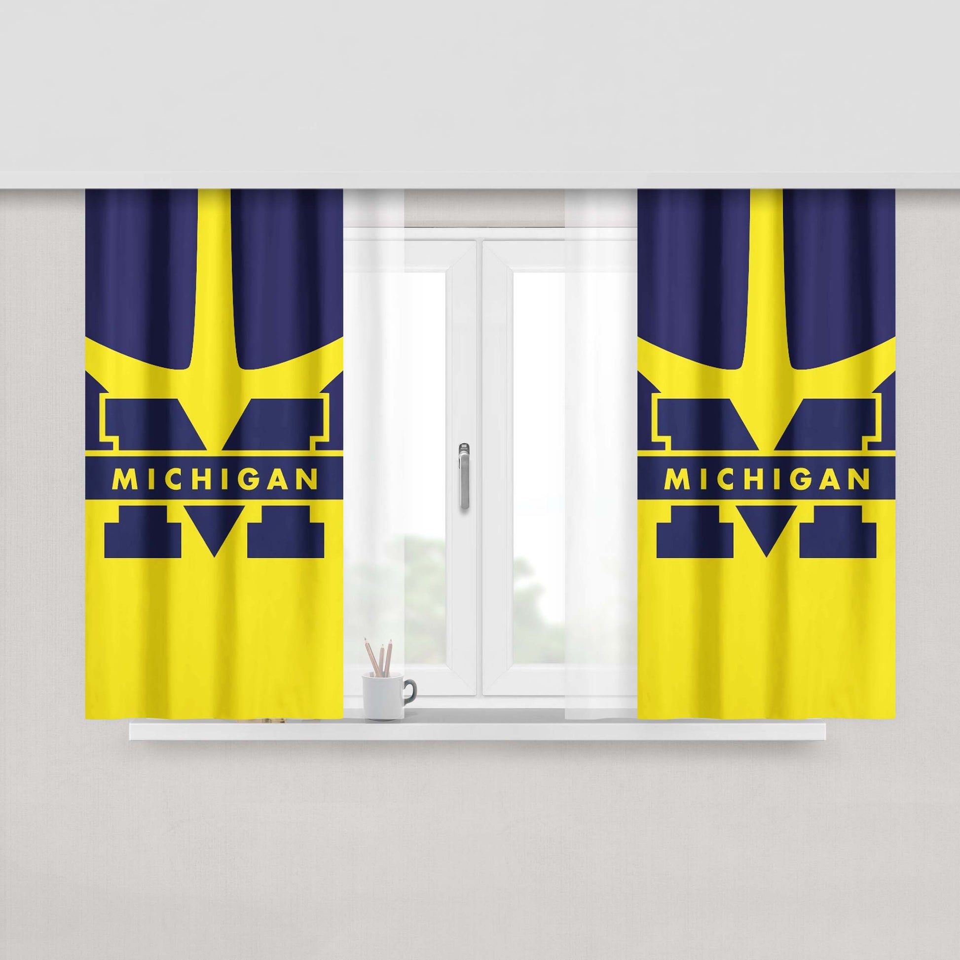 Michigan Emblem Peach Skin Window Curtains