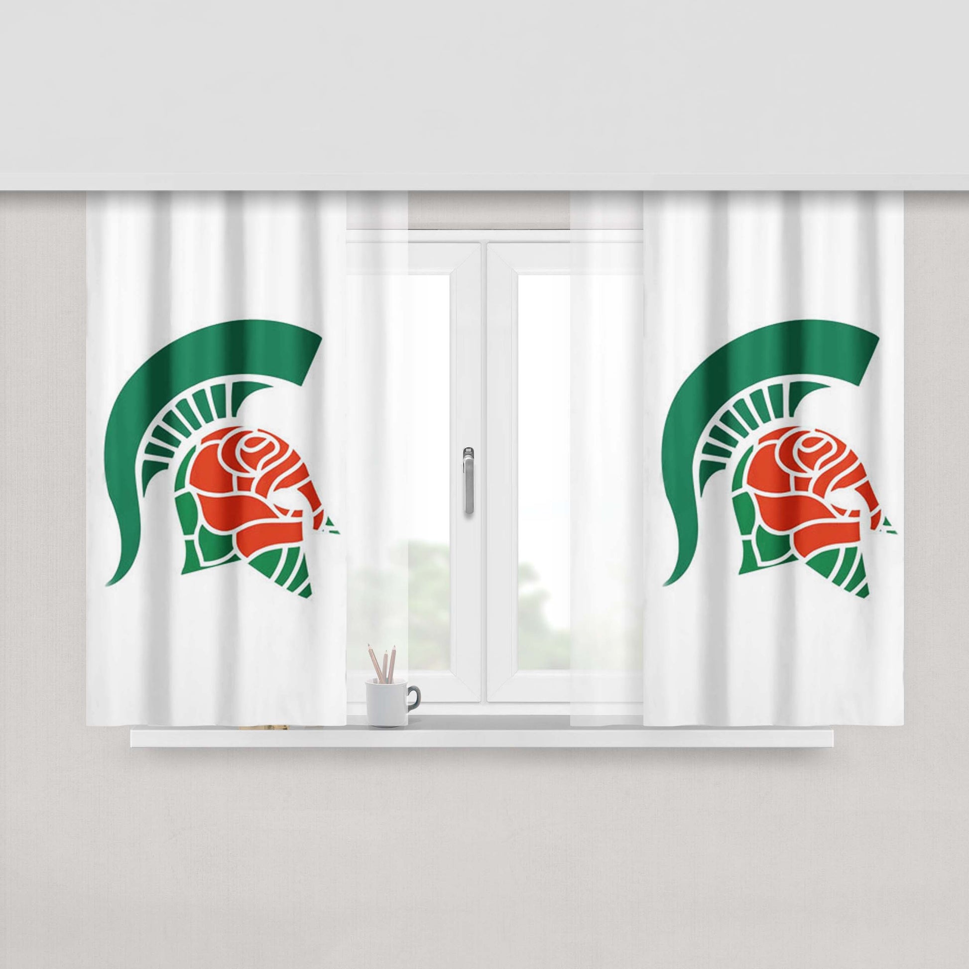 Michigan Spartan Roses Peach Skin Window Curtains