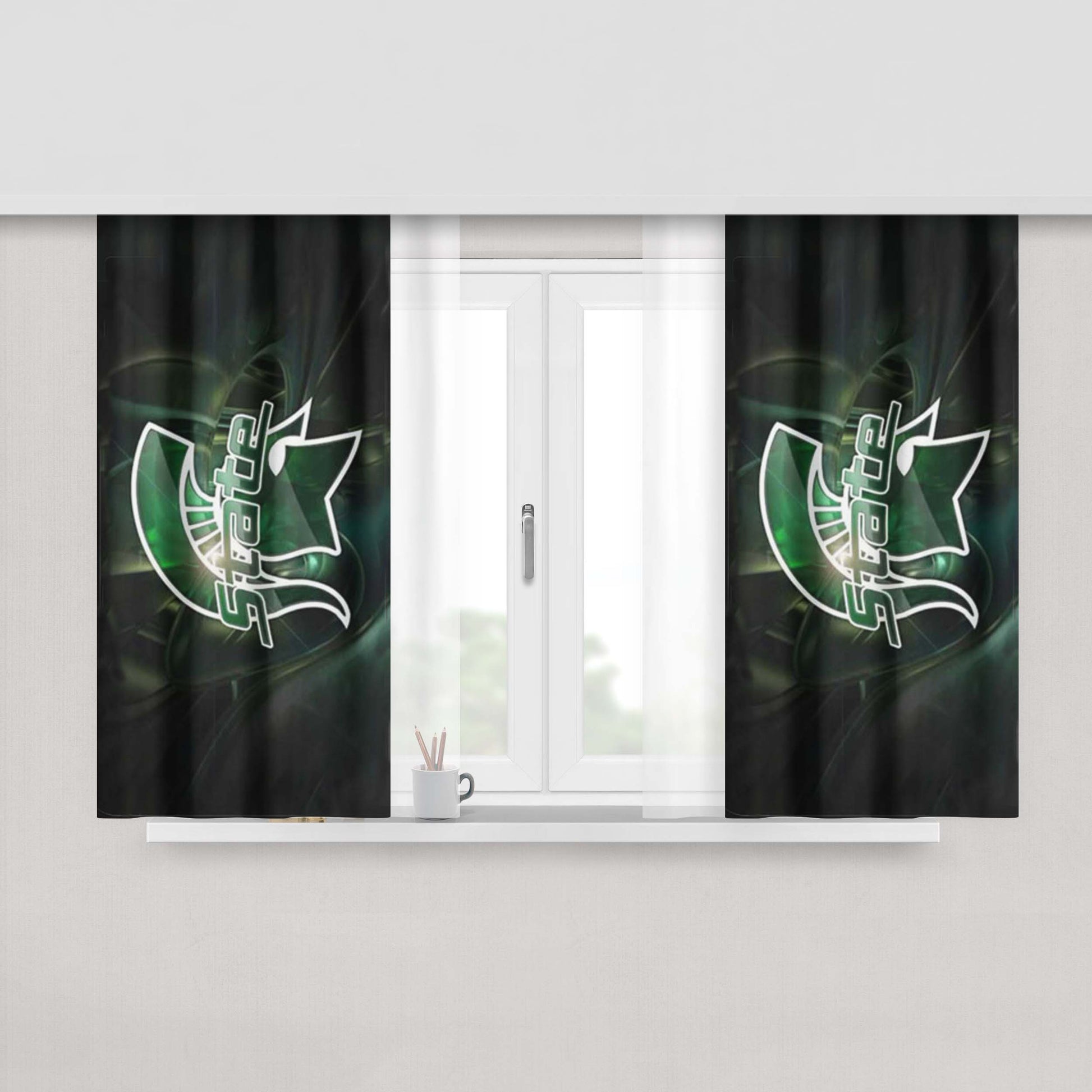 Michigan State Art Peach Skin Window Curtains