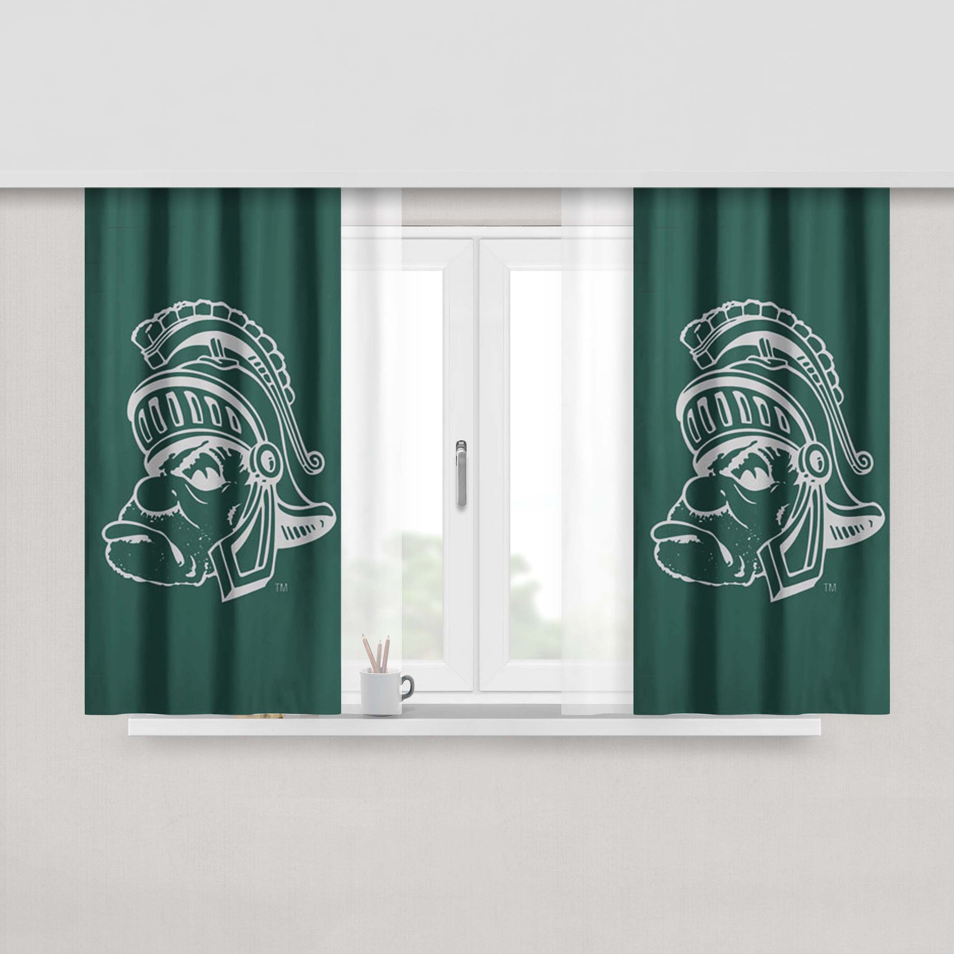 Michigan State Cartoon Peach Skin Window Curtains