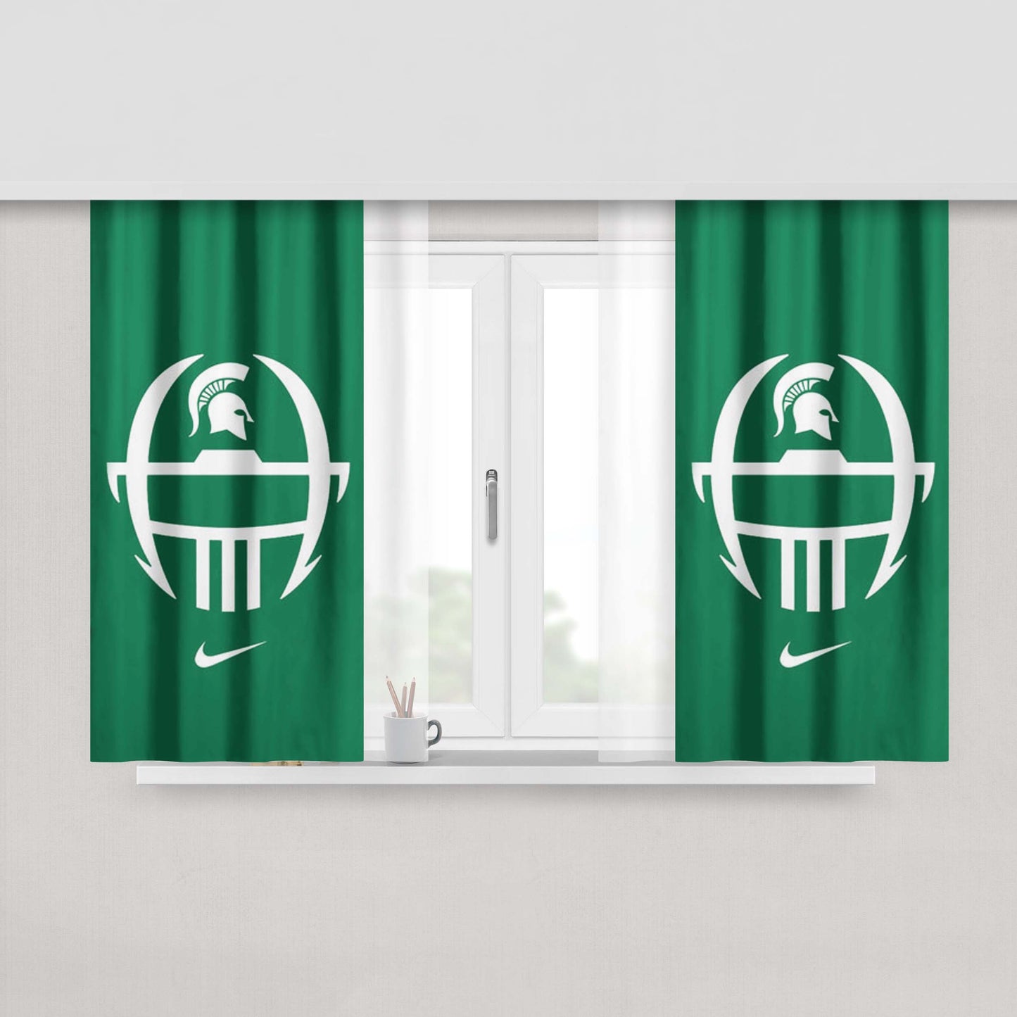 Michigan State Face Peach Skin Window Curtains