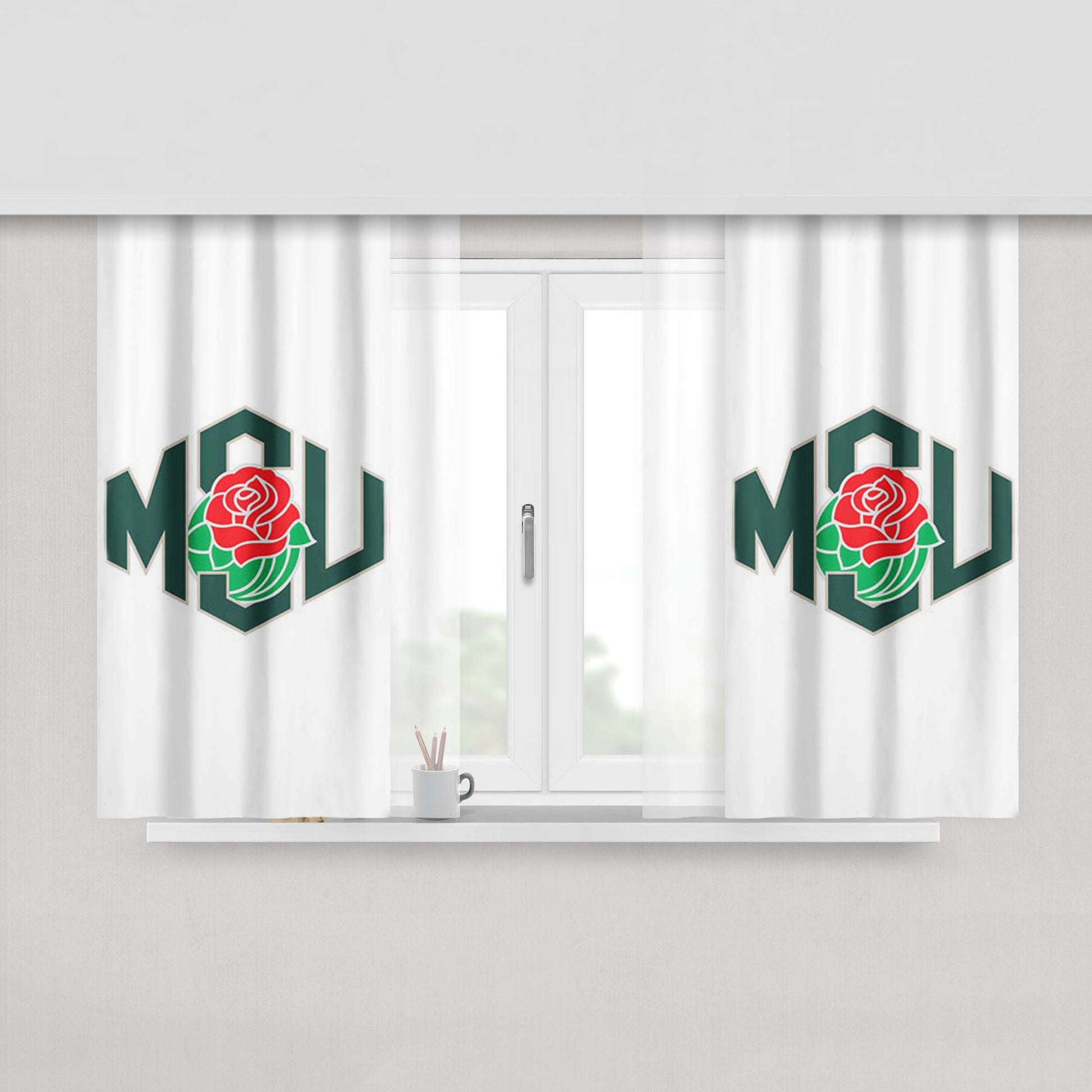 Michigan State Rose Peach Skin Window Curtains