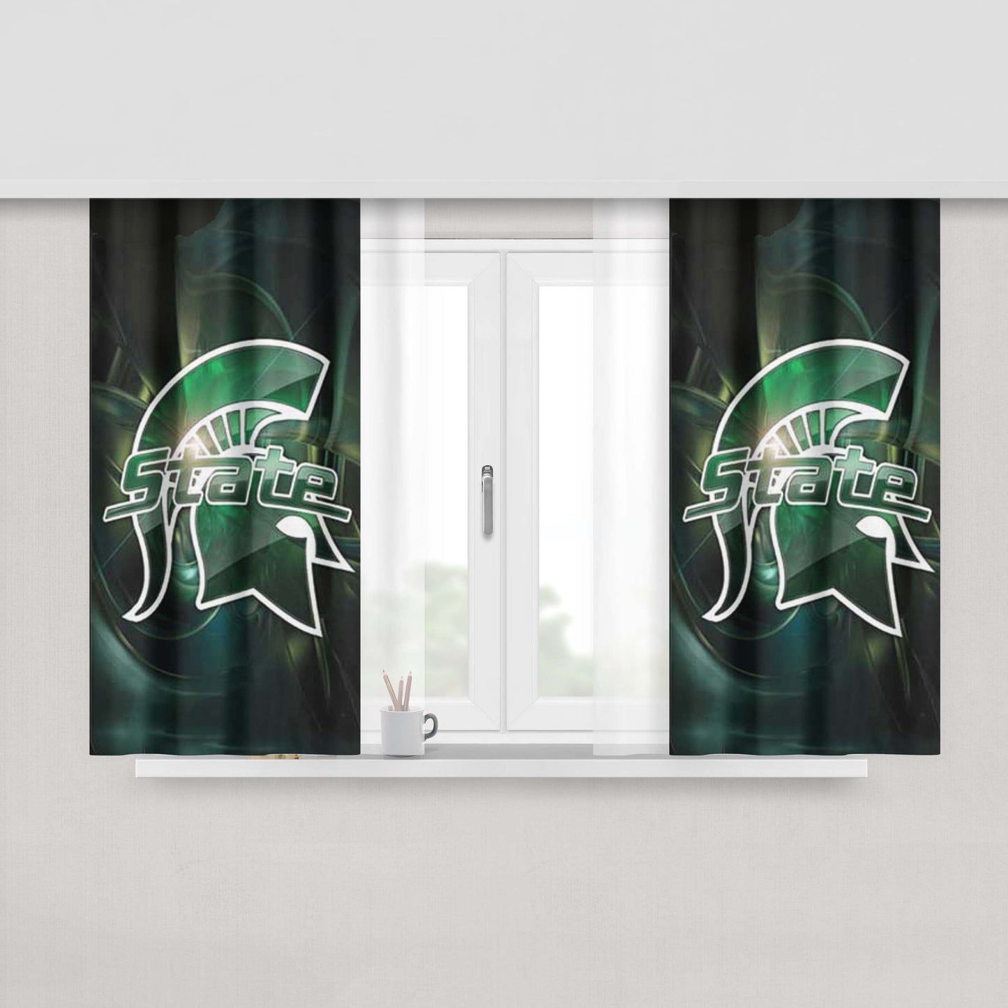 Michigan State Spartans Stylized Peach Skin Window Curtains