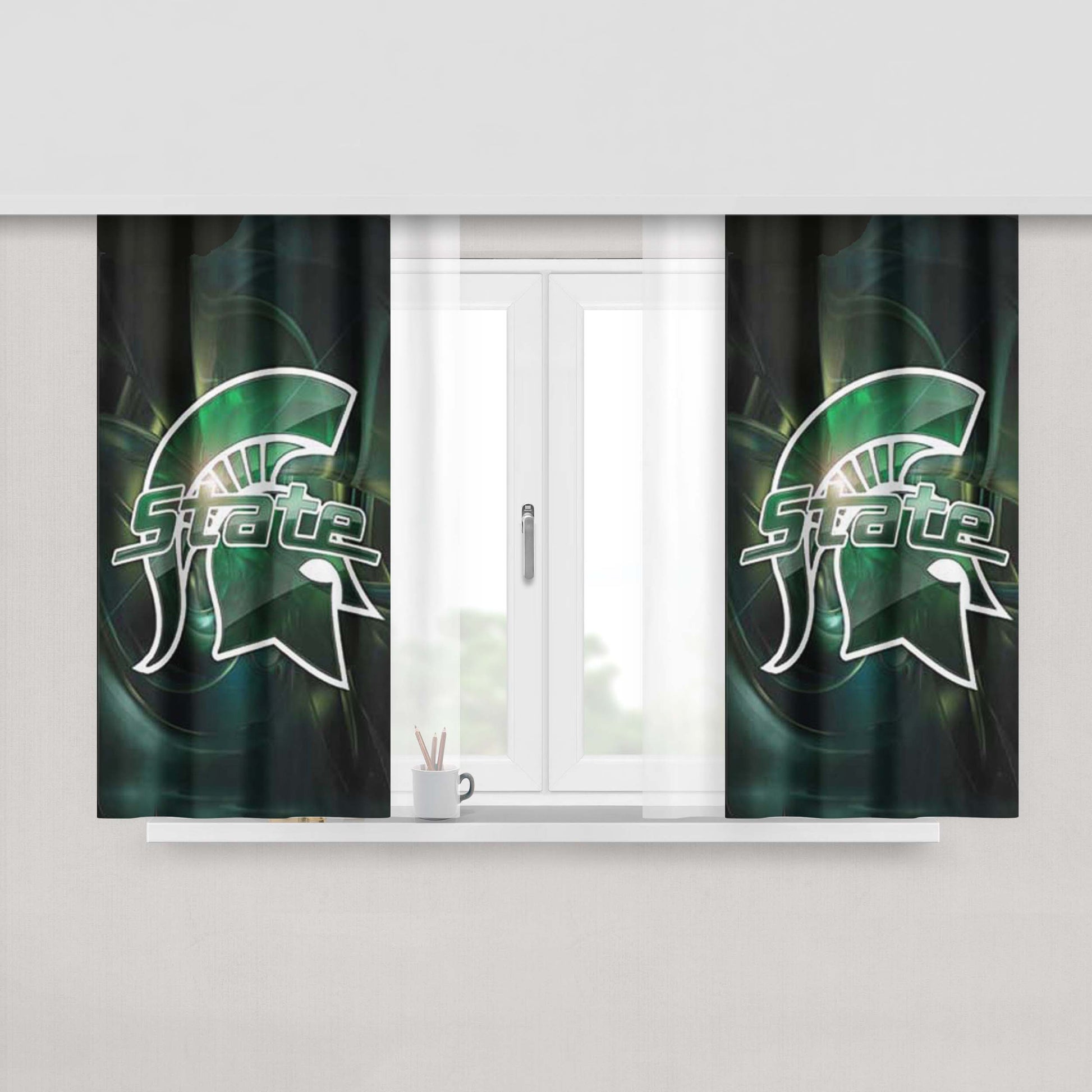 Michigan State Spartans Stylized Peach Skin Window Curtains