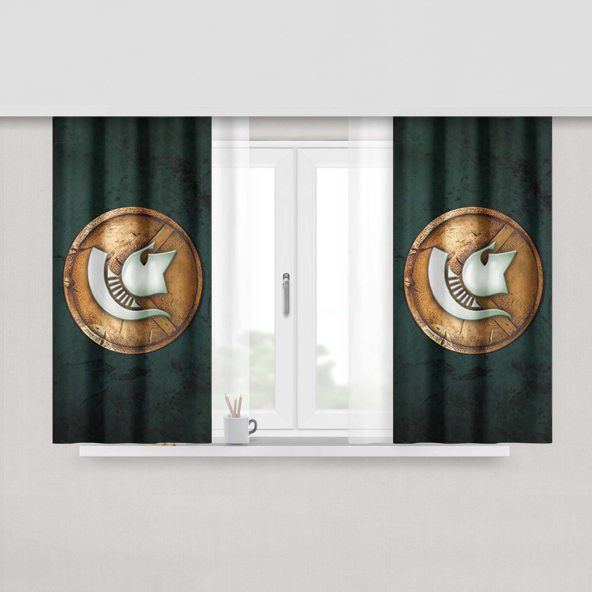 Michigan State Symbol Peach Skin Window Curtains