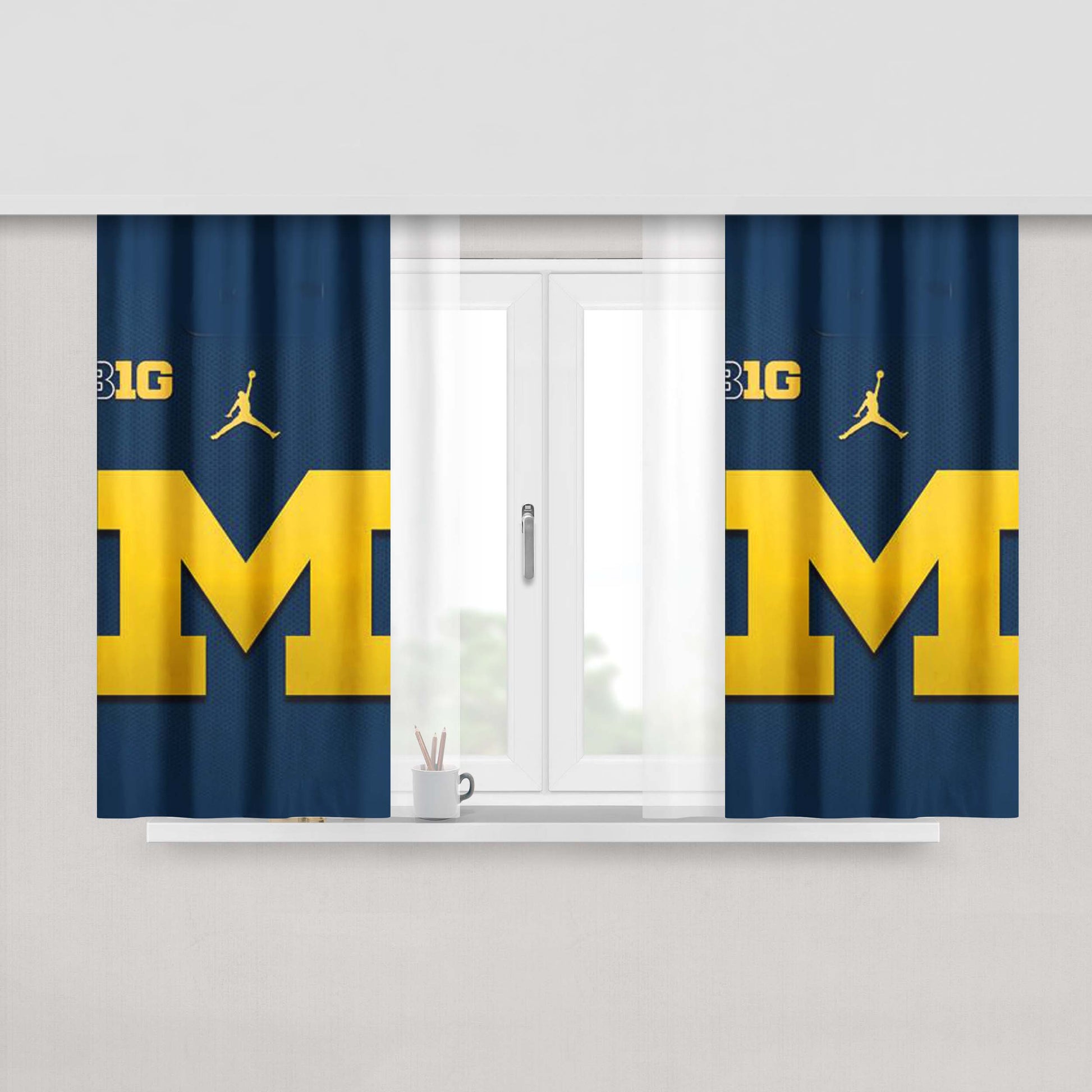 Michigan Wolverines Football Peach Skin Window Curtains