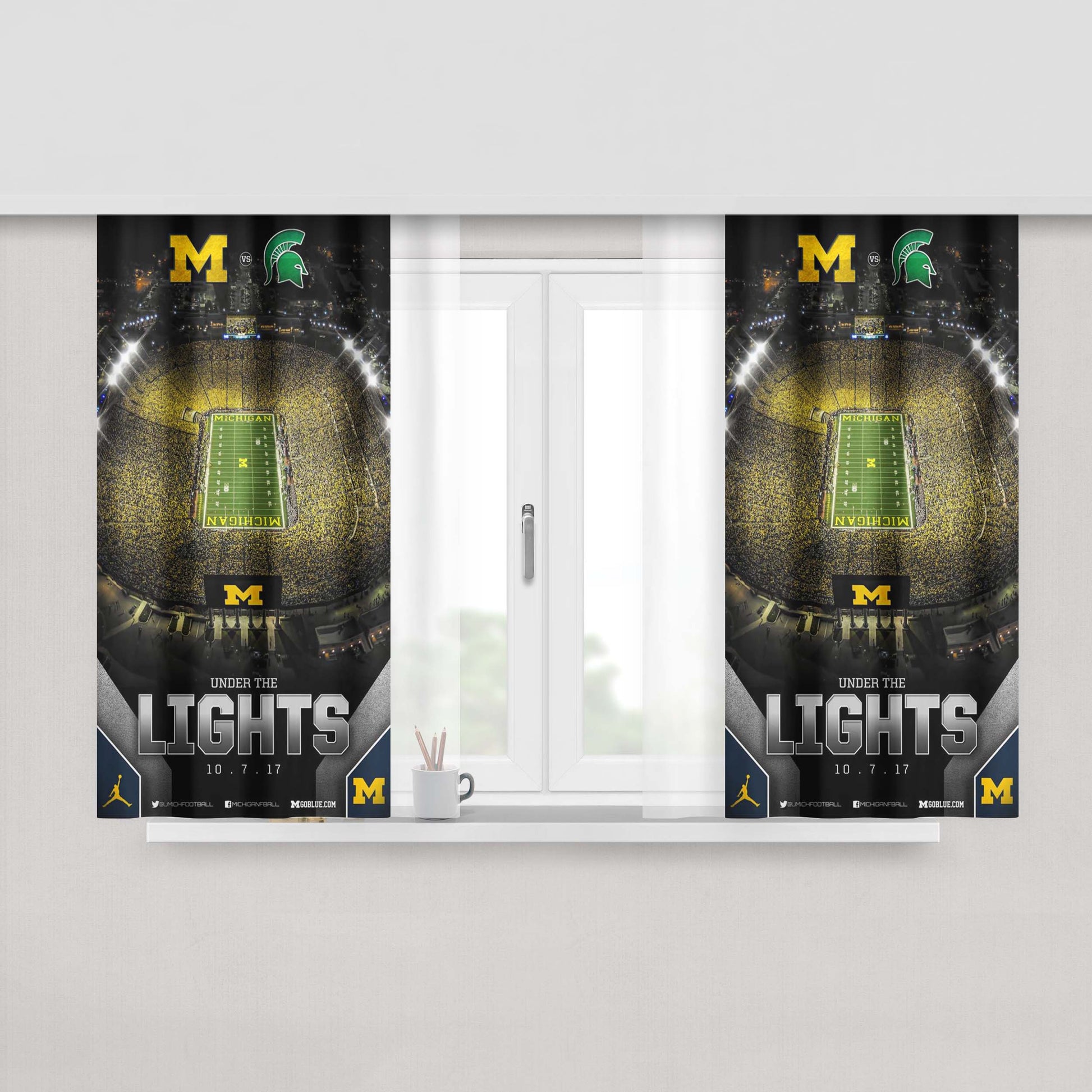 Michigan Wolverines Stadium Peach Skin Window Curtains