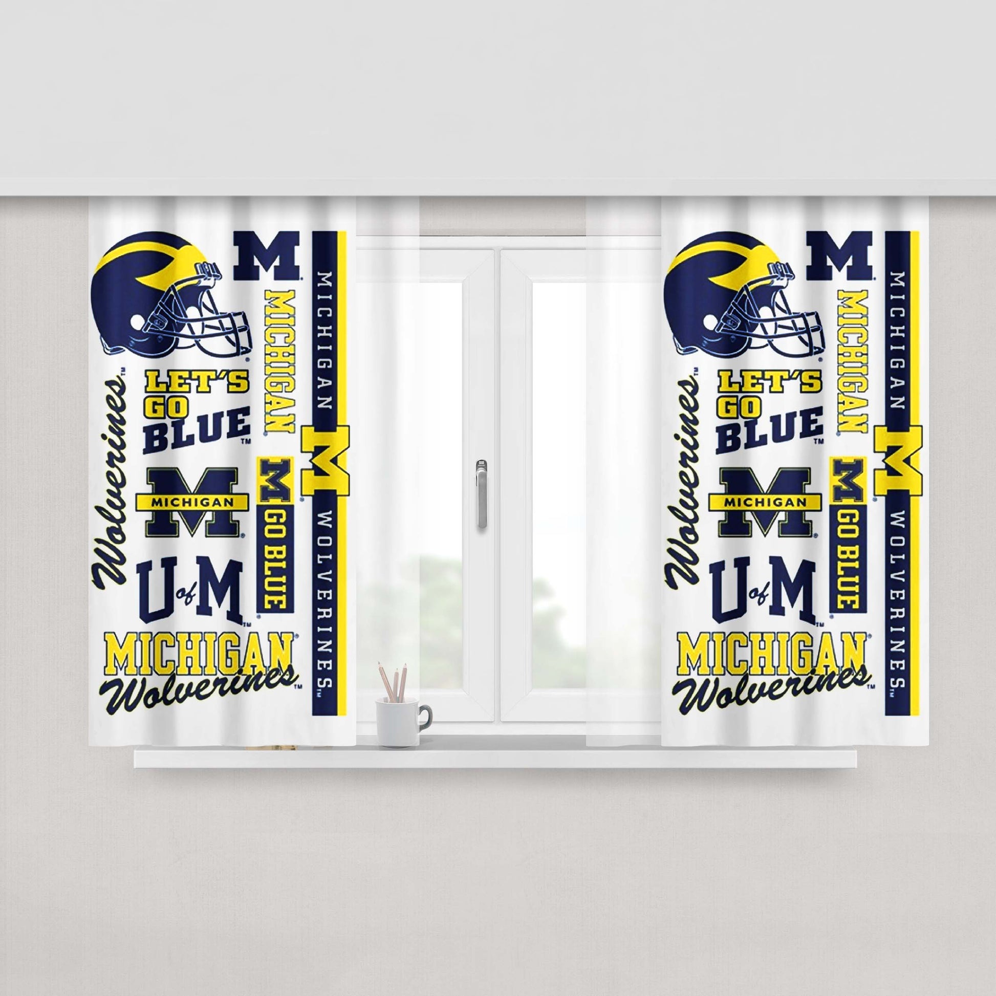Michigan Wolverines Team Peach Skin Window Curtains