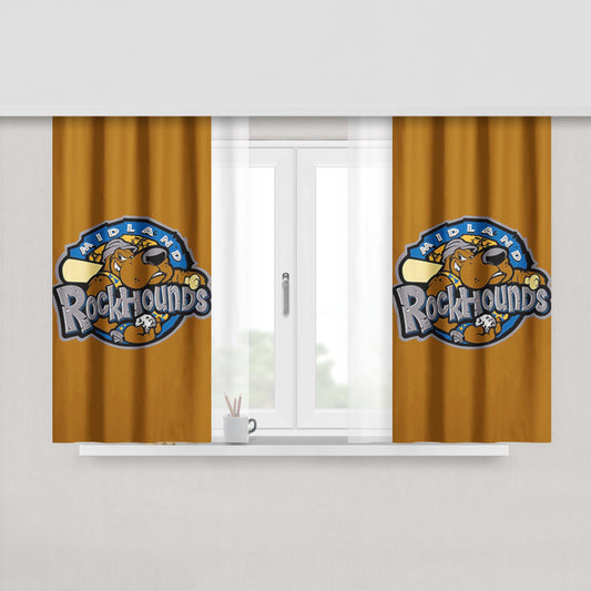 Miland Rock Hounds Baseball Logo Gold Peach Skin Window Curtains