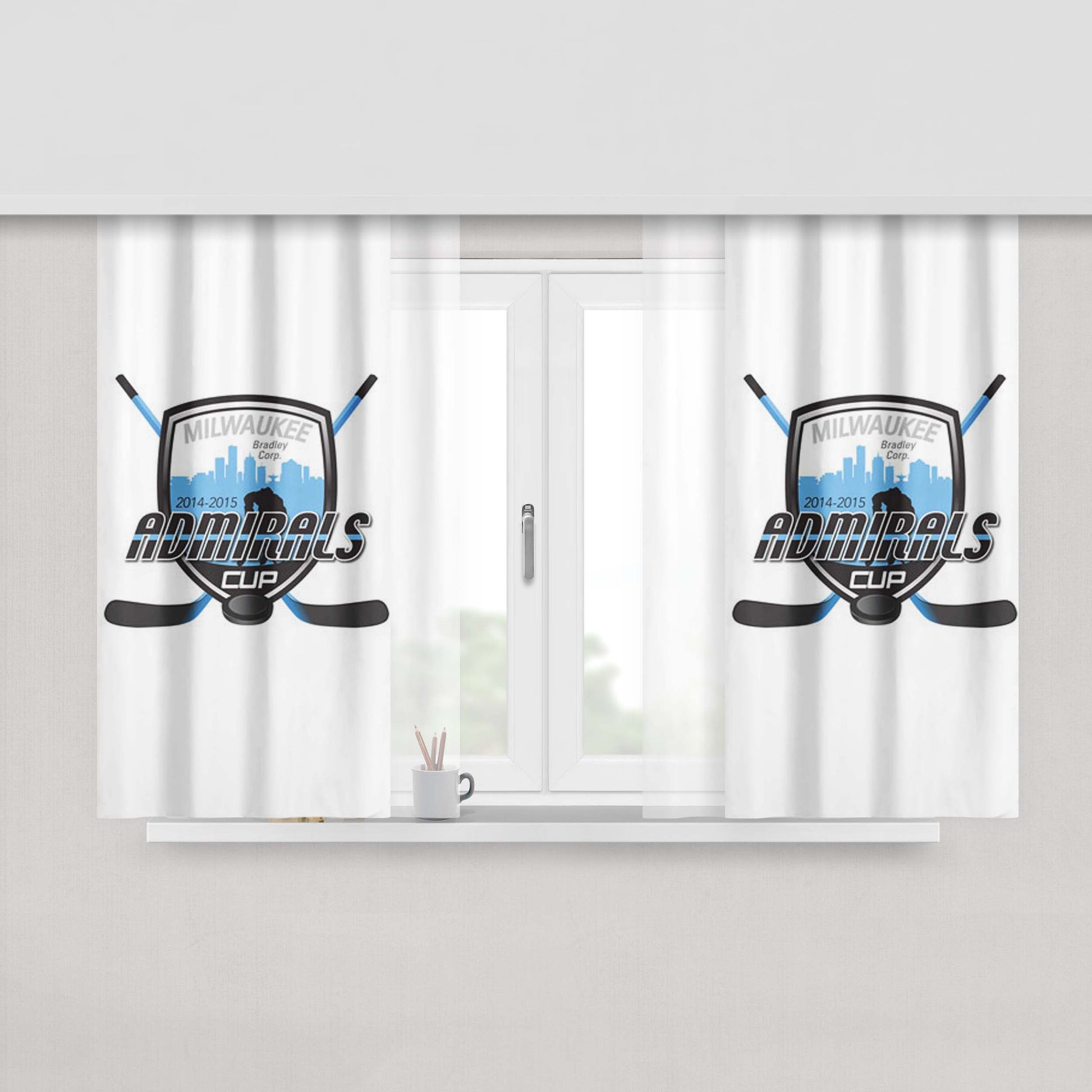 Milwaukee Admirals Hockey Logo Peach Skin Window Curtains